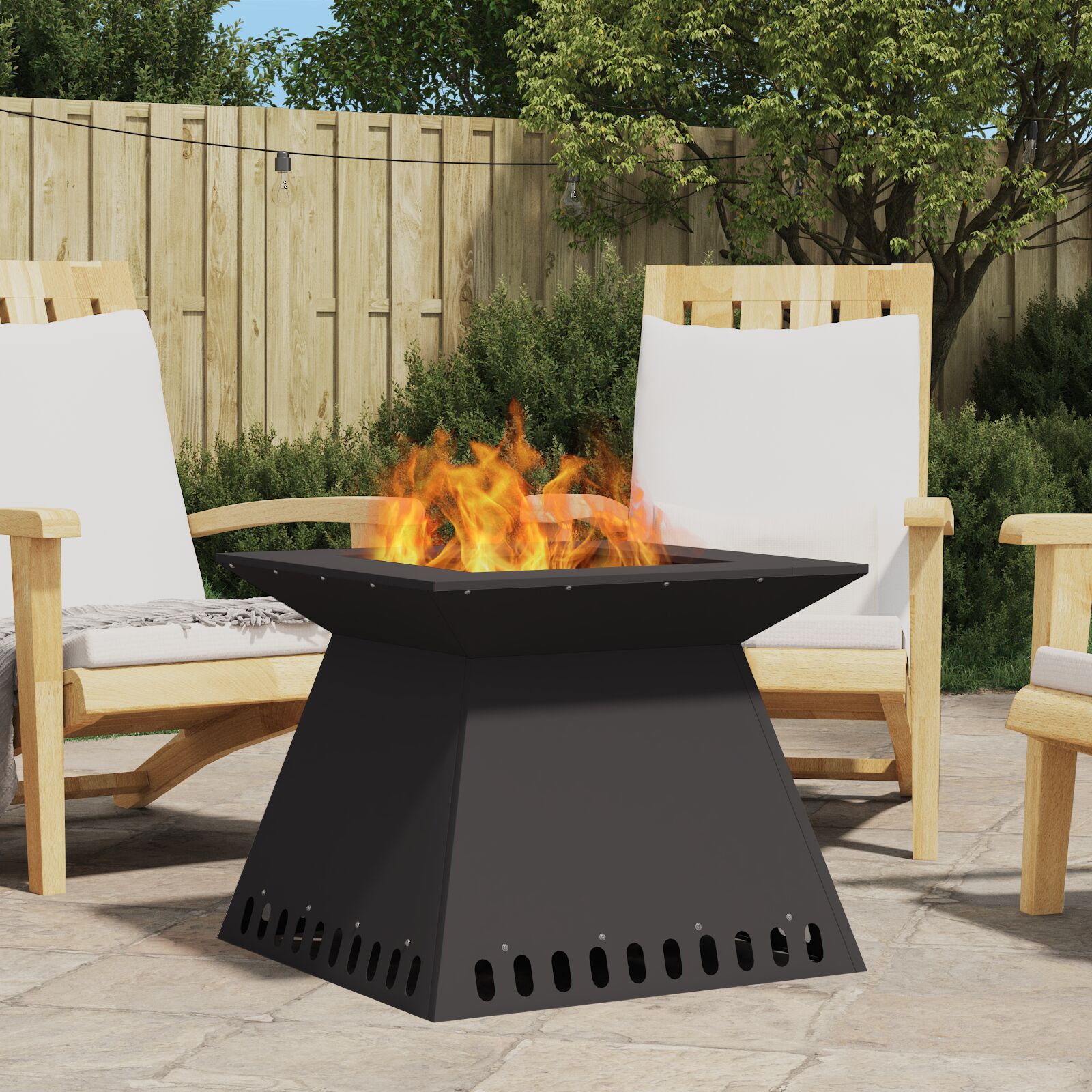 Feuerstelle Schwarz 60x60x50 cm Stahl