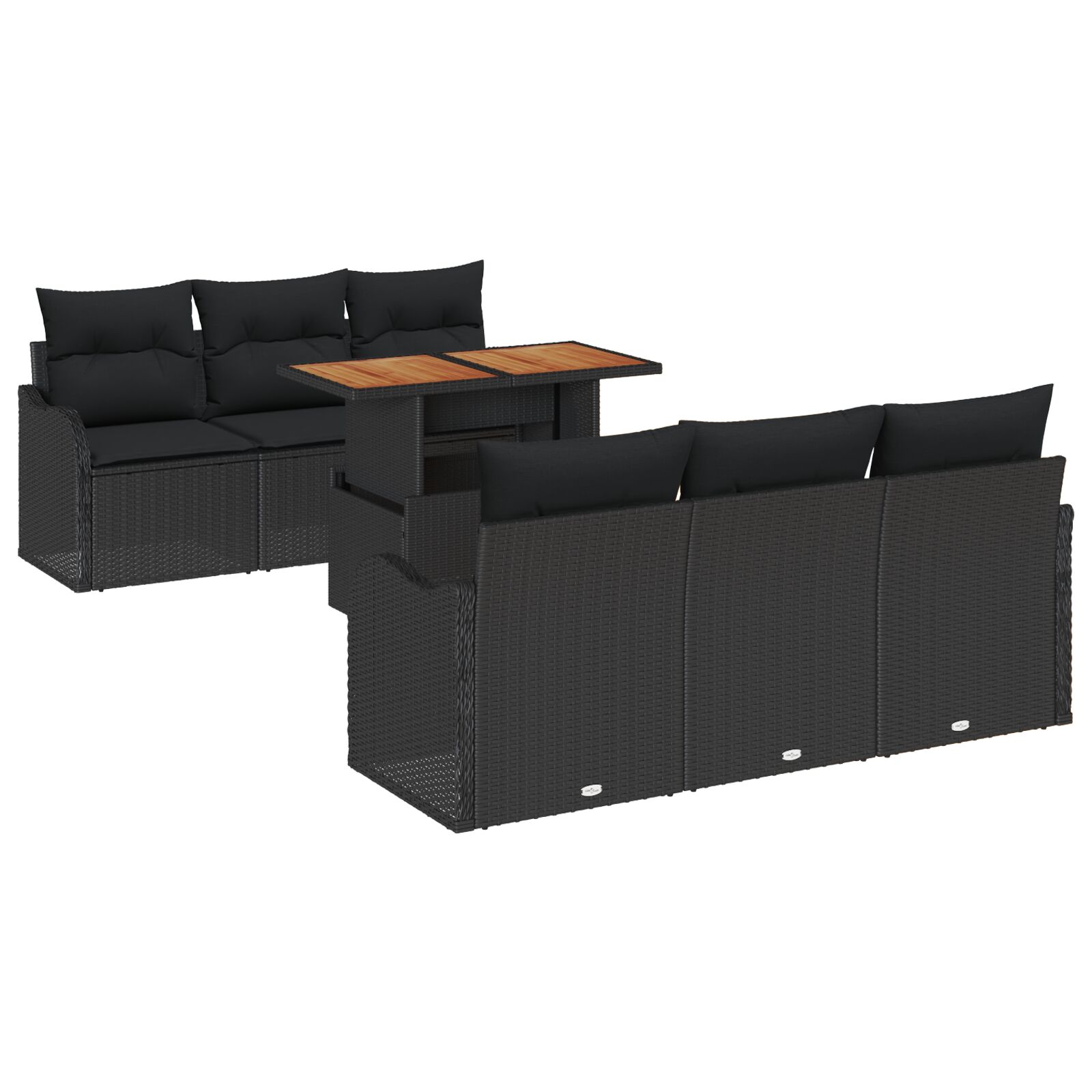 7-teiliges Garten Sofa Set mit Kissen Schwarzes Poly Rattan, 2-Sitzer Garten Sofa mit Stauraum & Kissen Schwarzes Poly Rattan 7-teiliges Garten Sofa Set mit Kissen Schwarzes Poly Rattan, 2-Sitzer Garten Sofa mit Stauraum & Kissen Schwarzes Poly Rattan