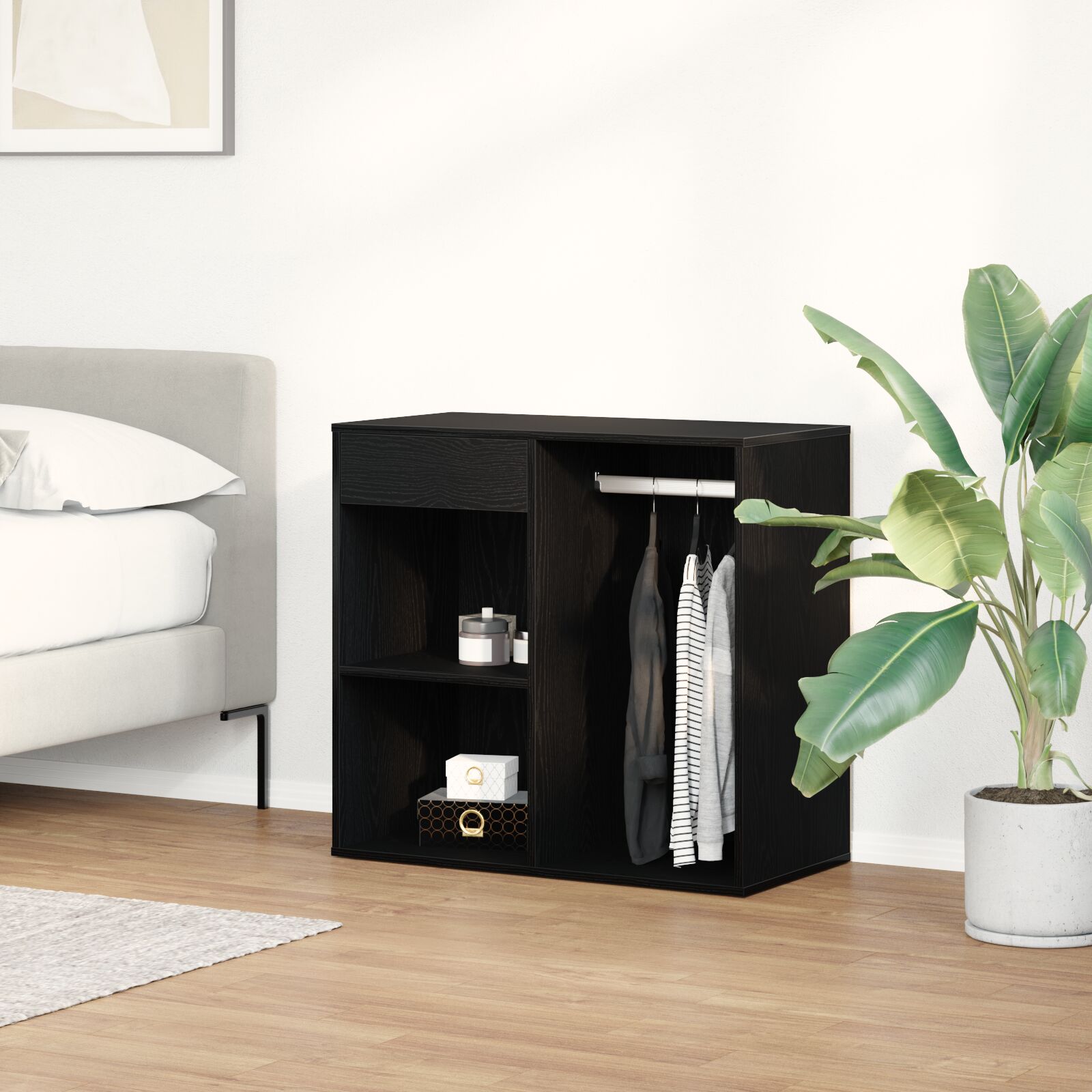 vidaXL Schwarzer Eichen-Kosmetikschrank 80x40x75 cm aus Holzwerkstoff