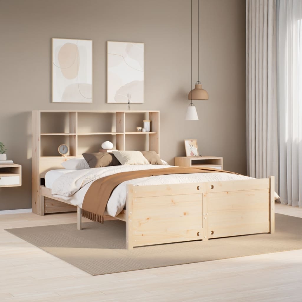 Massivholzbett mit Regal ohne Matratze 160x200 cm Kiefer