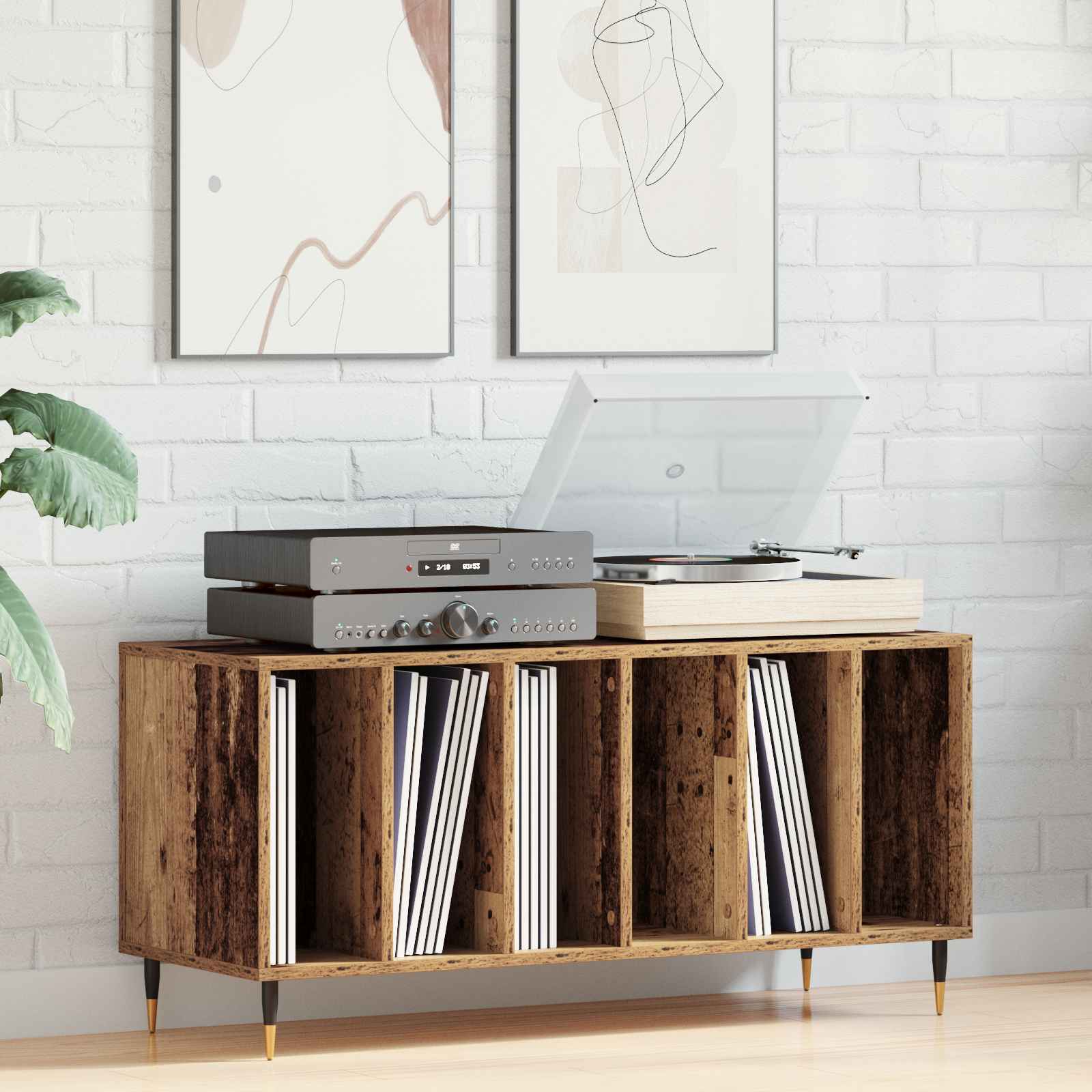 Schallplattenschrank Artisan Oak 100x38x48 cm Holzwerkstoff