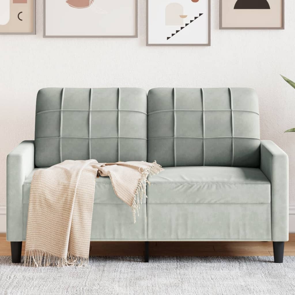 2-Sitzer-Sofa Hellgrau 120 cm Samt 2-Sitzer-Sofa Hellgrau 120 cm Samt