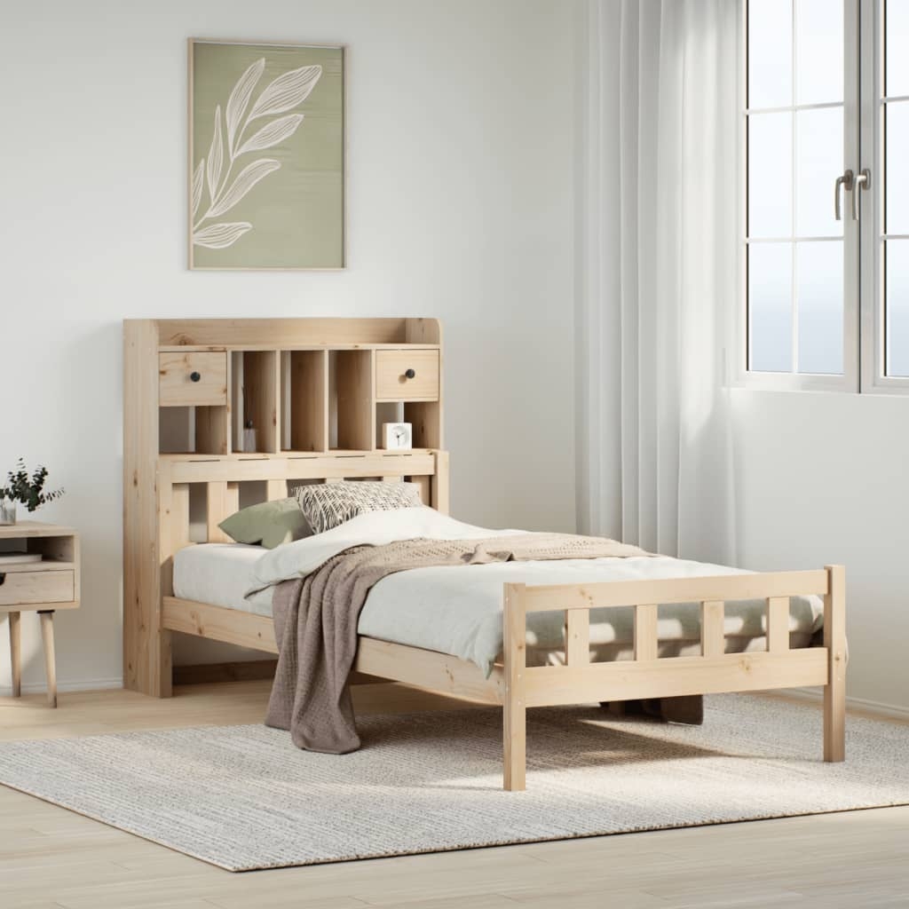 Massivholzbett mit Regal ohne Matratze 90x190 cm Kiefer
