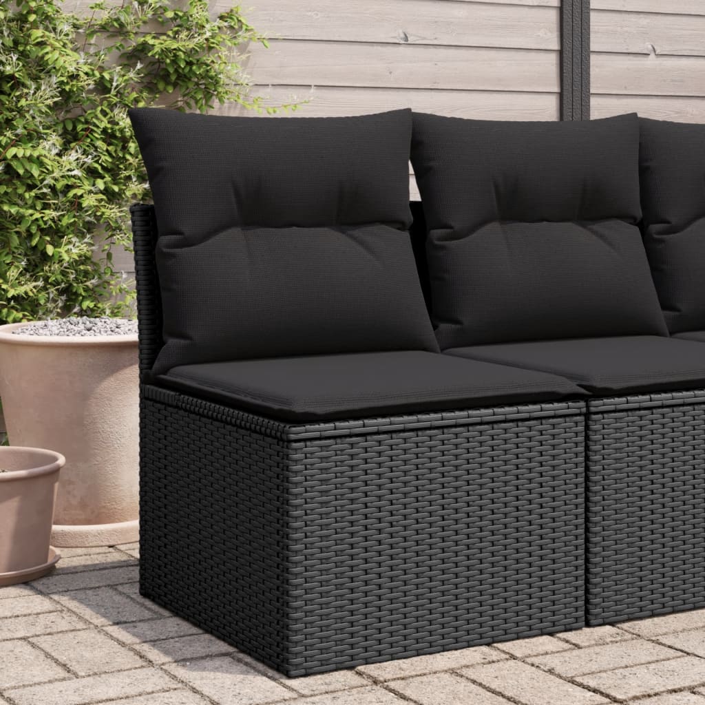 Gartensofa ohne Armlehnen mit Kissen Schwarz Poly Rattan Gartensofa ohne Armlehnen mit Kissen Schwarz Poly Rattan