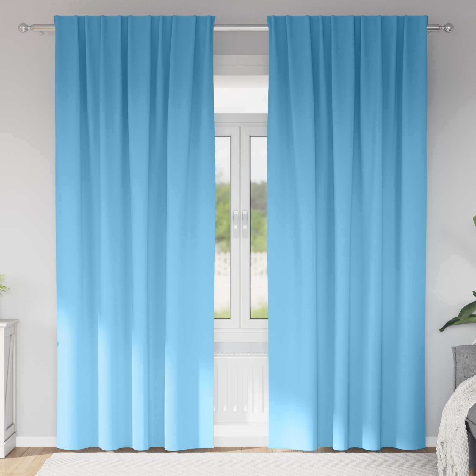 Vorhänge mit Vorhängen 2 pcs Hellblau 260 x 140 cm Polyester