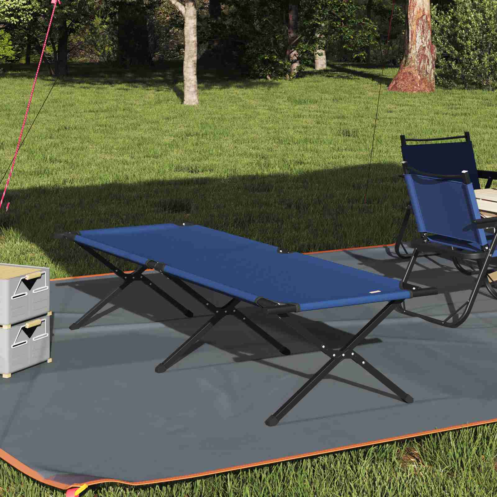 Klappbare Sonnenliege mit Tragetasche Blau 600D Oxford-Gewebe