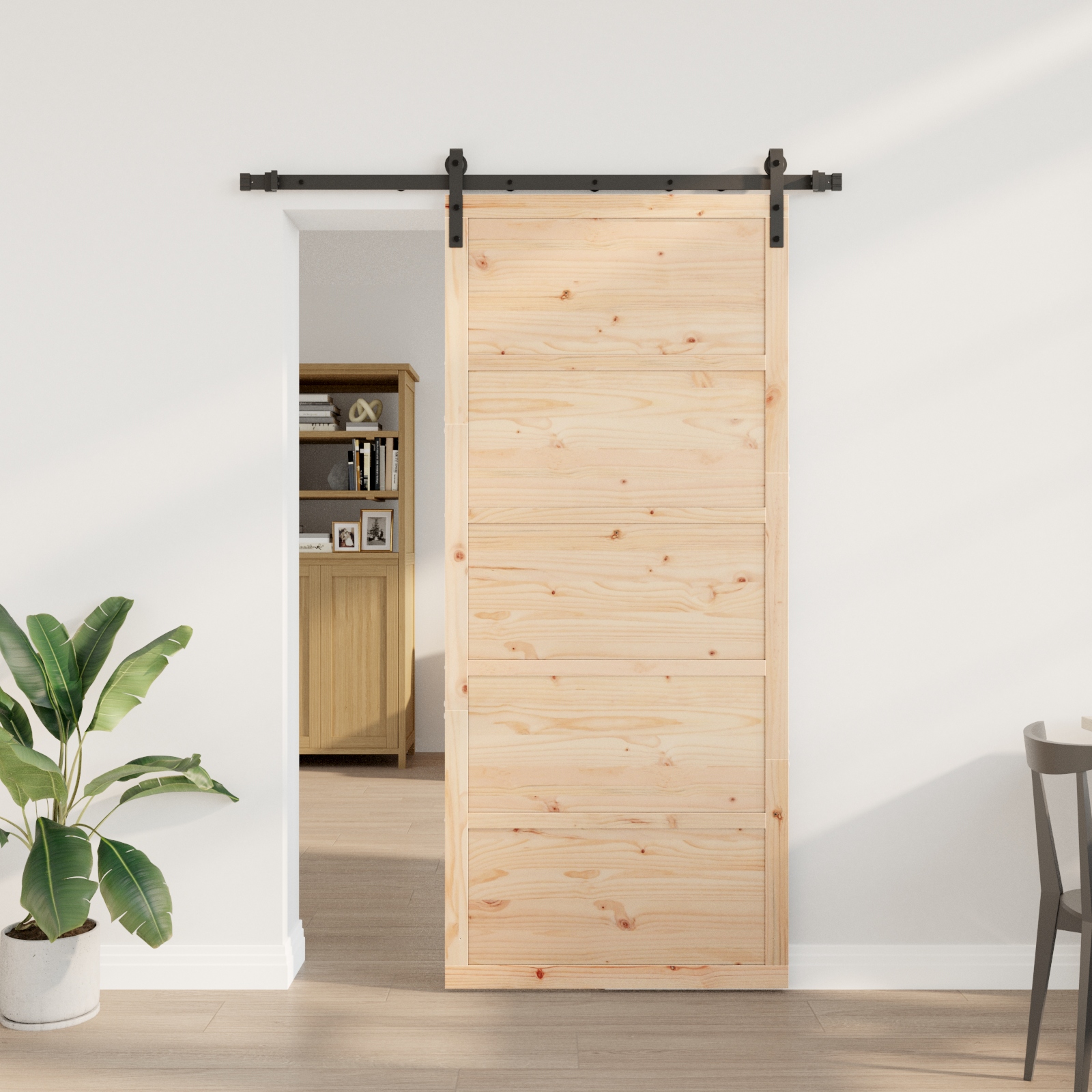 Schiebetür Braun 80 x 208 cm Massivholz Kiefer