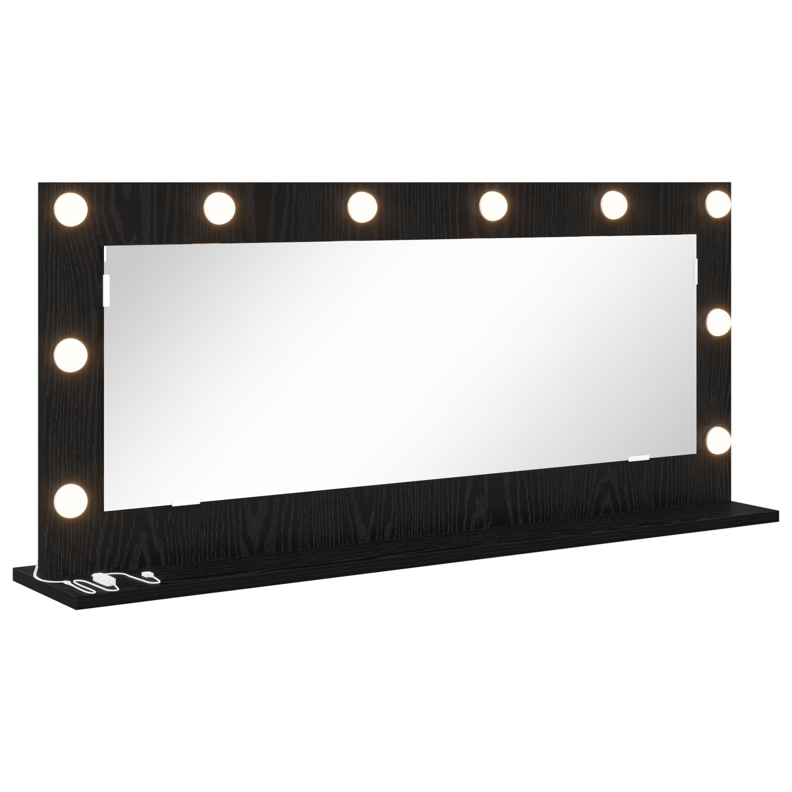 Schminkspiegel mit LED-Lichtern Schwarz Eiche 100x45x18 cm