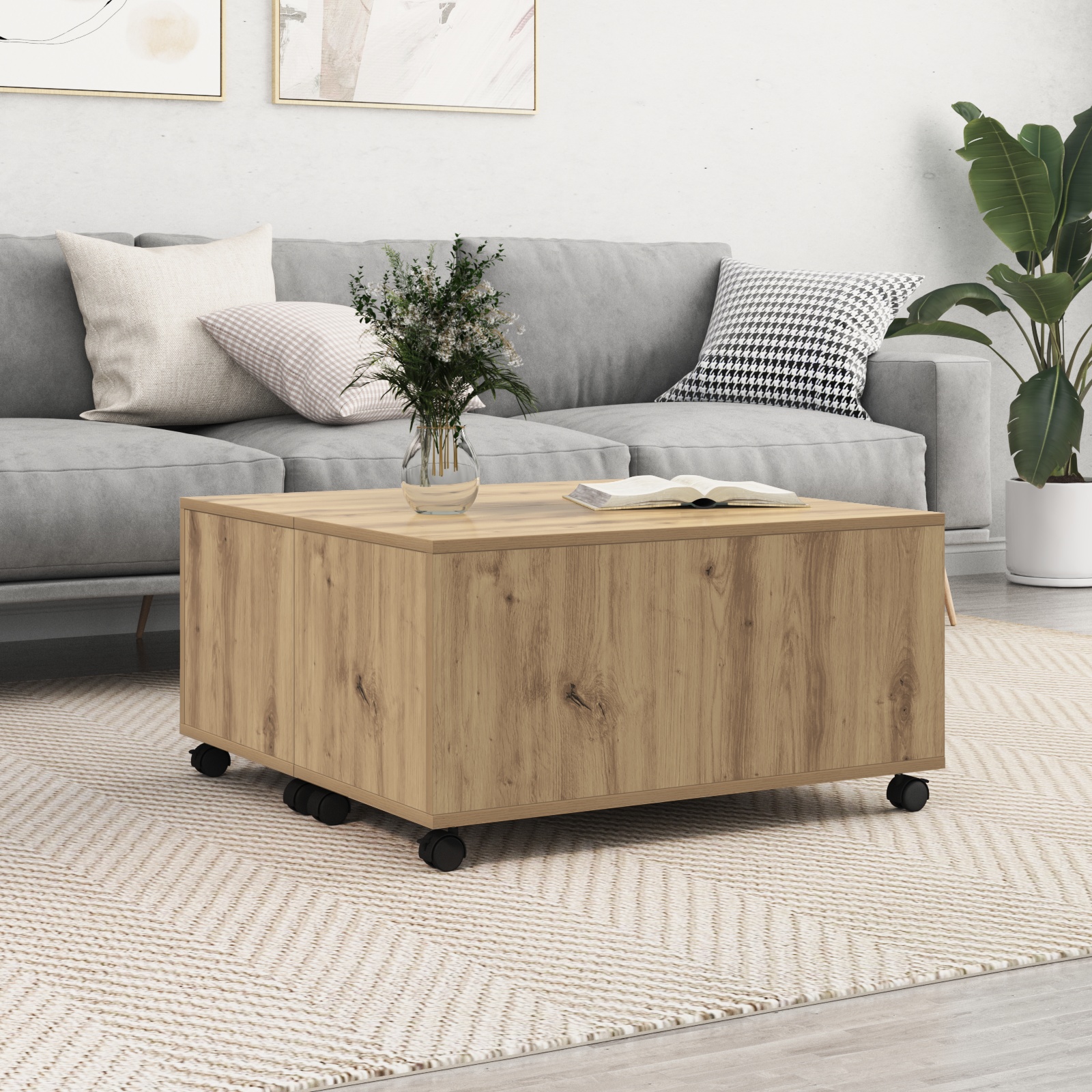Couchtisch Eiche handwerklich 75 x 75 x 38 cm Holzwerkstoff