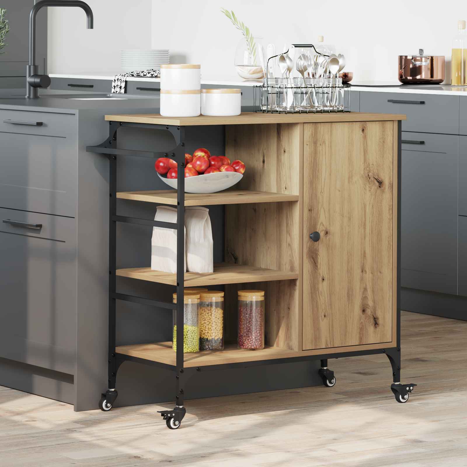 Küchenwagen Artisan Eiche 87,5x38,5x84,5 cm Holzwerkstoff