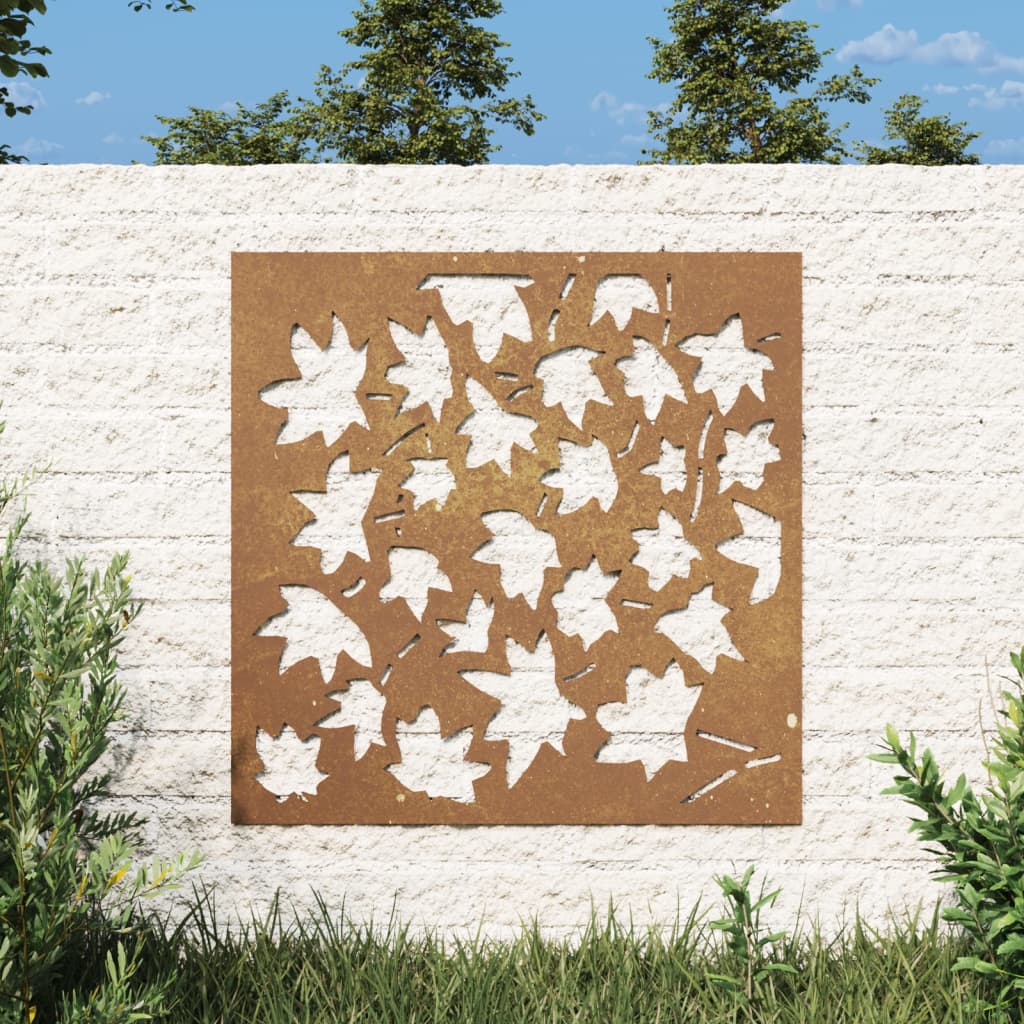 Garten-Wanddeko 55x55 cm Cortenstahl Ahornblatt-Design Garten-Wanddeko 55x55 cm Cortenstahl Ahornblatt-Design