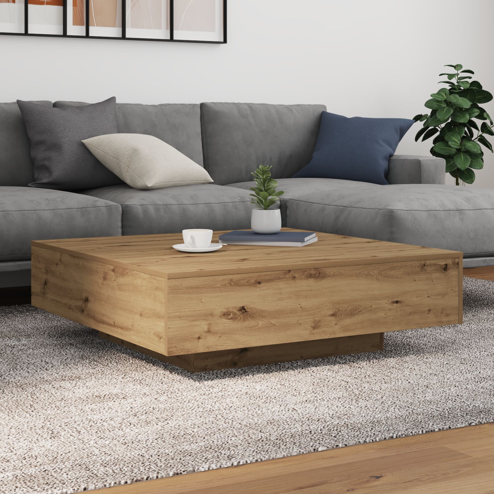 vidaXL Couchtisch Artisan-Eiche Holzwerkstoff 100 x 100 x 31 cm