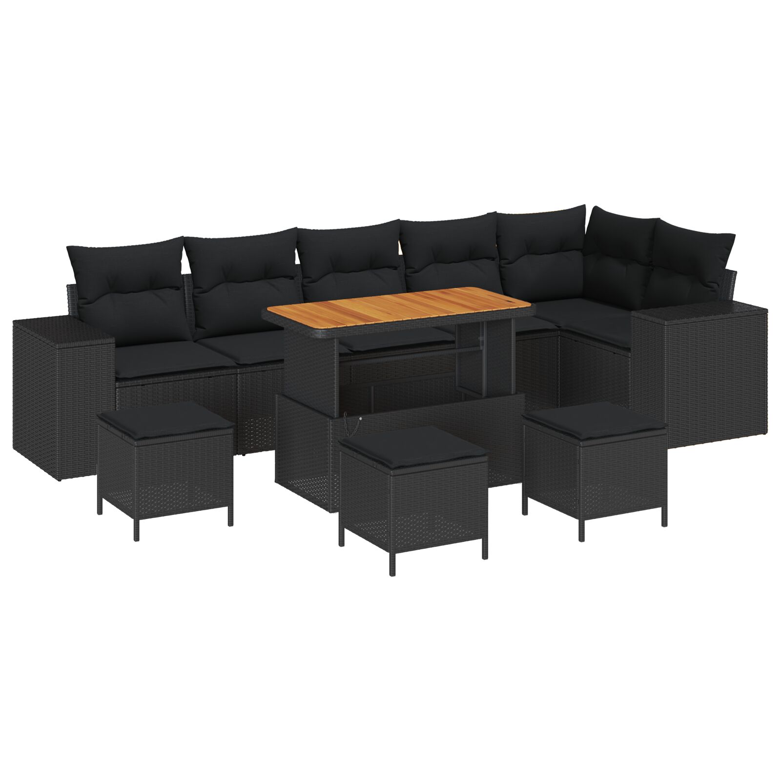 10-teiliges Garten Sofa Set mit Kissen Schwarz Poly Rattan Akazie, 4-teiliges Garten Esszimmer Set mit Kissen Schwarz Poly Rattan Akazie 10-teiliges Garten Sofa Set mit Kissen Schwarz Poly Rattan Akazie, 4-teiliges Garten Esszimmer Set mit Kissen Schwarz Poly Rattan Akazie