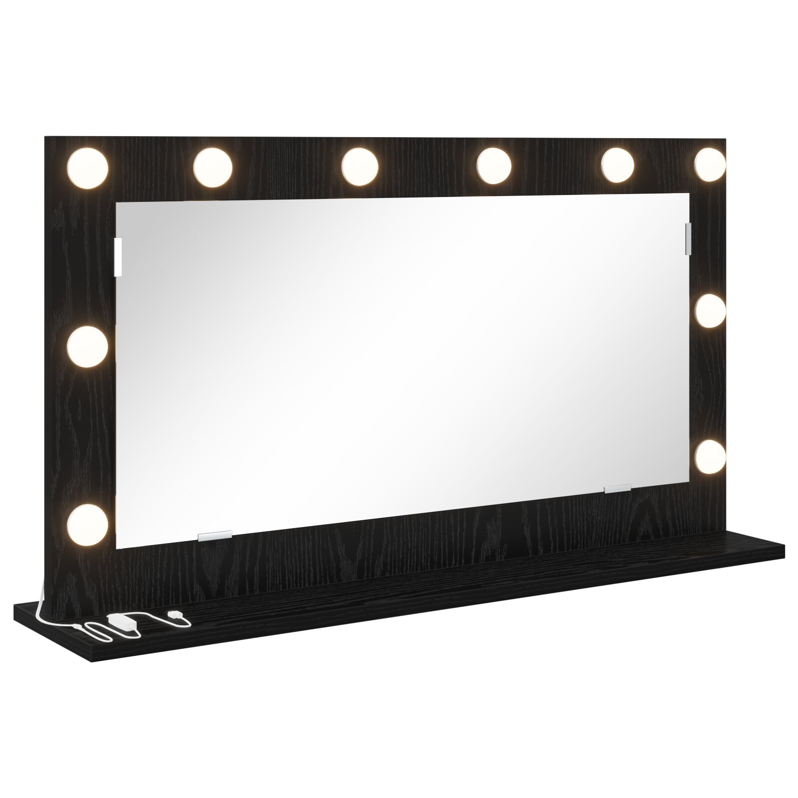 Schminkspiegel mit LED-Lichtern Schwarz Eiche 80x45x18 cm