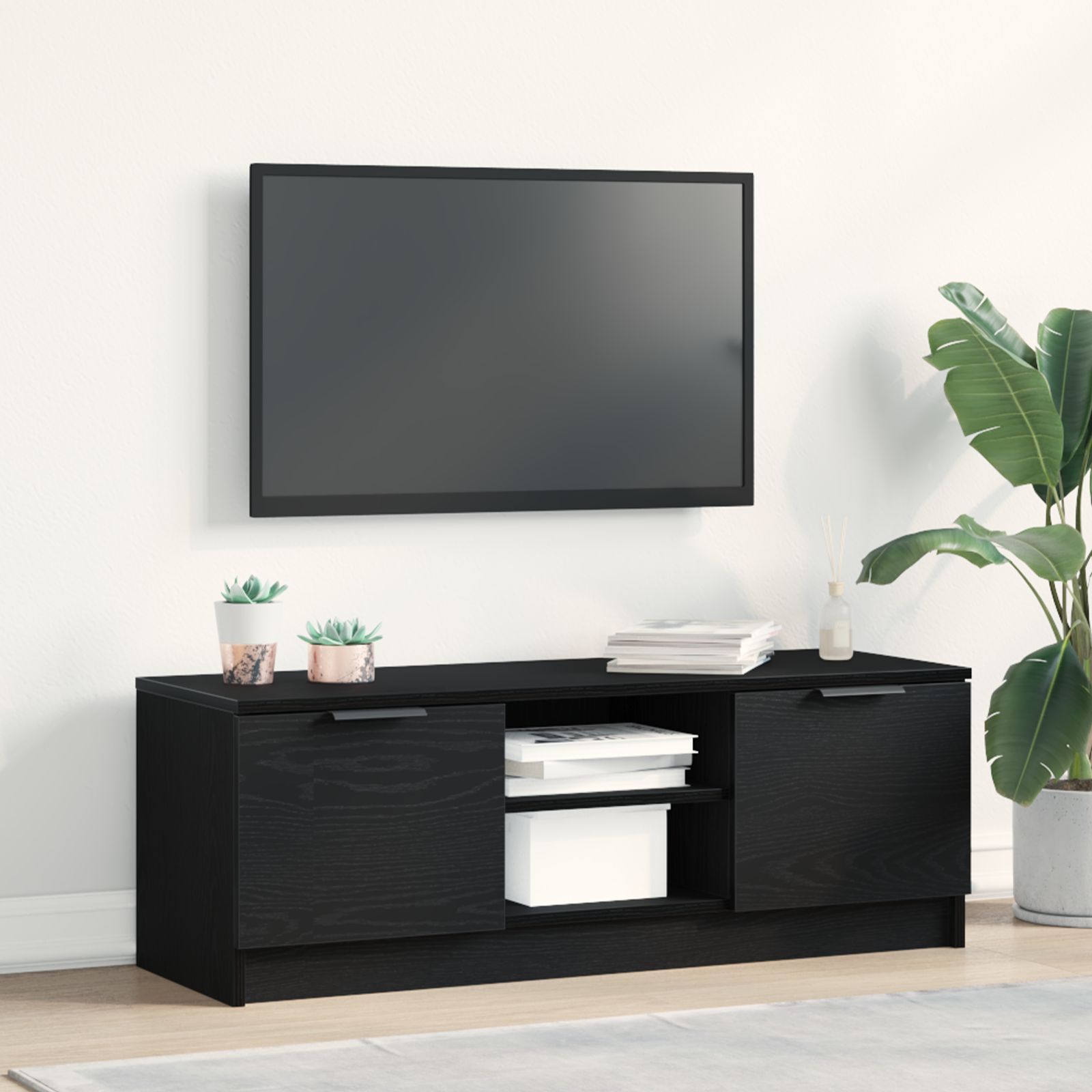 TV-Schrank Schwarz Eiche 102x35x36,5 cm Holzwerkstoff