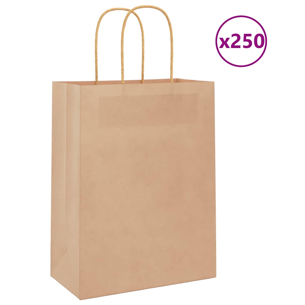 Papiertragetaschen 250 Stk. mit Henkeln Braun 21x11x28 cm Papiertragetaschen 250 Stk. mit Henkeln Braun 21x11x28 cm