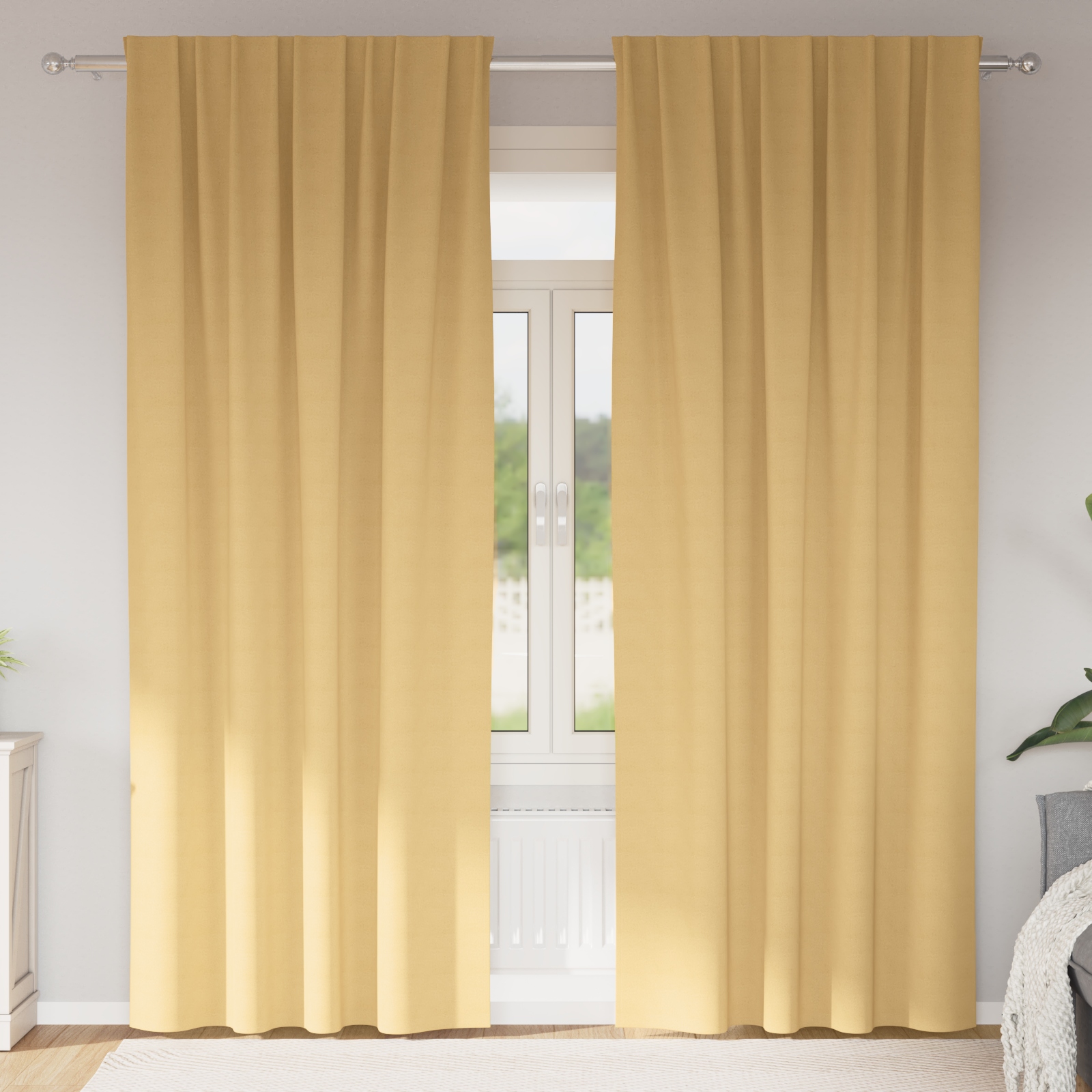 Vorhänge mit Vorhängen 2 pcs Beige 260 x 140 cm Polyester