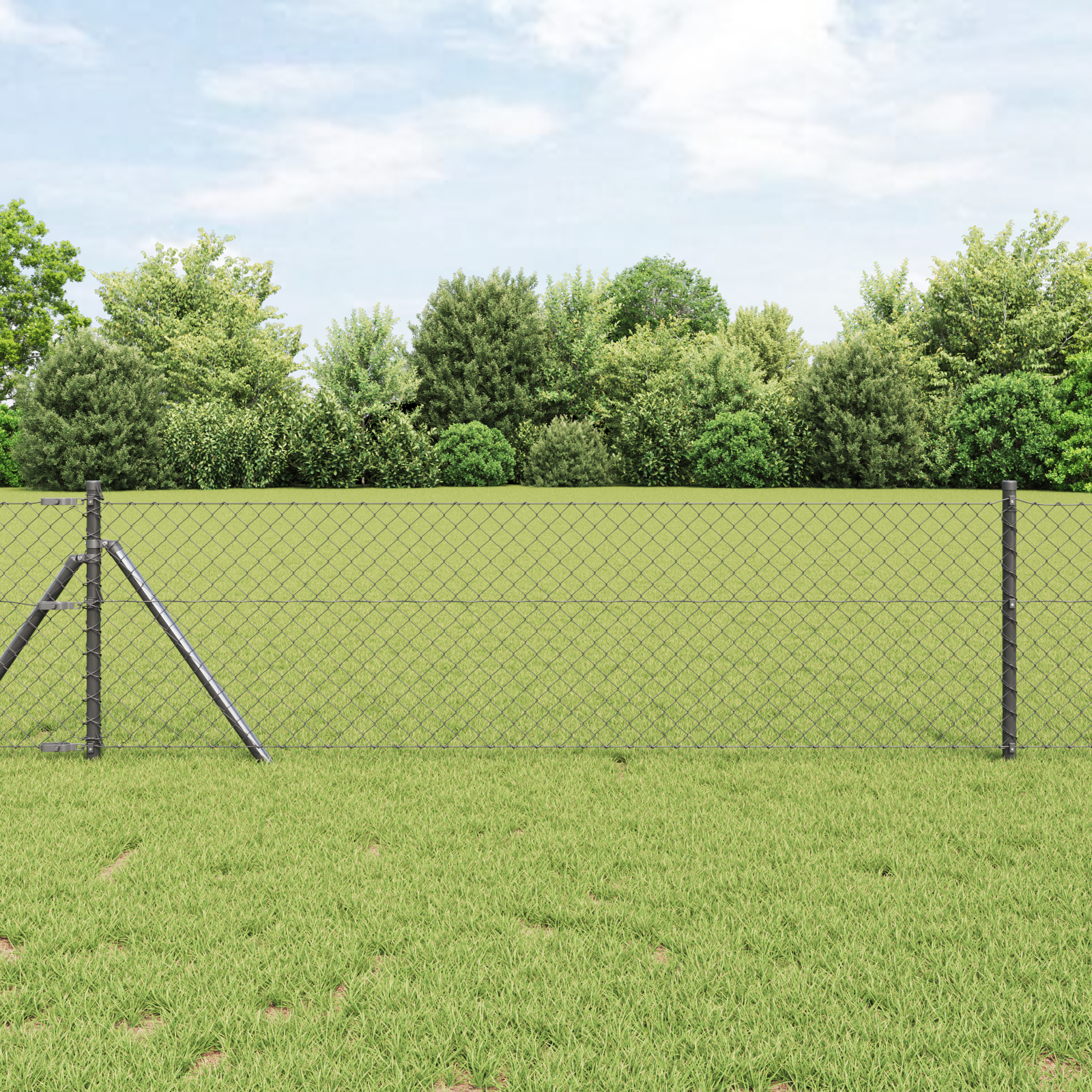 Kettenzaun Grau 0.4x10 m Stahl
