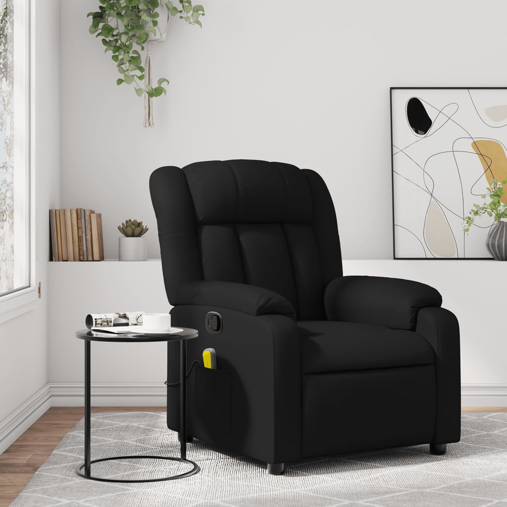 Massage-Relaxsessel, Kunstleder, Schwarz