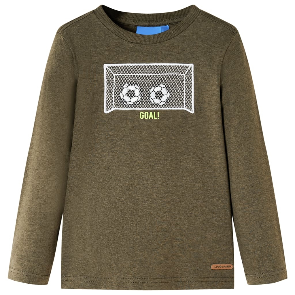 Kinder-Langarmshirt Khaki Melange 128