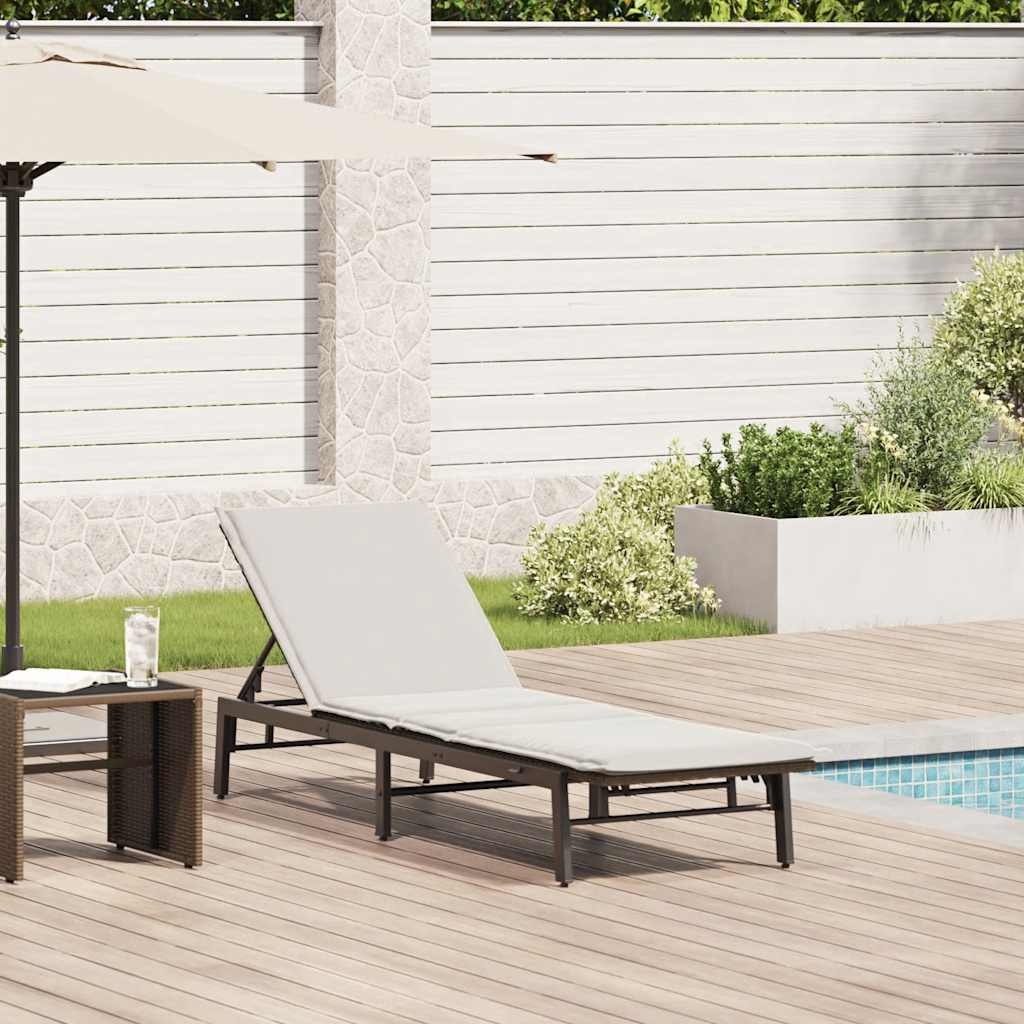 Sonnenliege mit Auflage Braun Poly Rattan Sonnenliege mit Auflage Braun Poly Rattan
