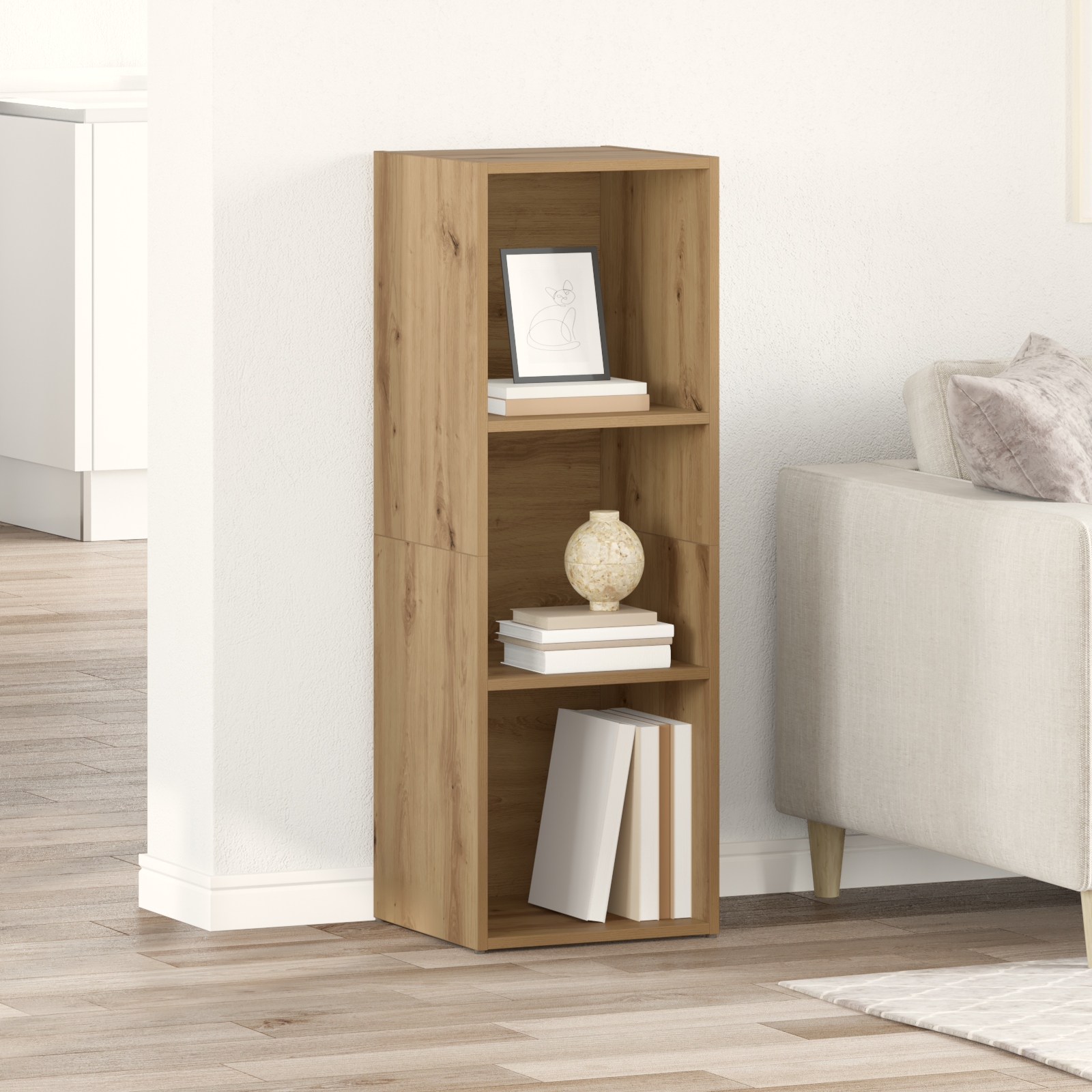 TV-Schränk mit Speicher Eiche handwerklich Holzwerkstoff