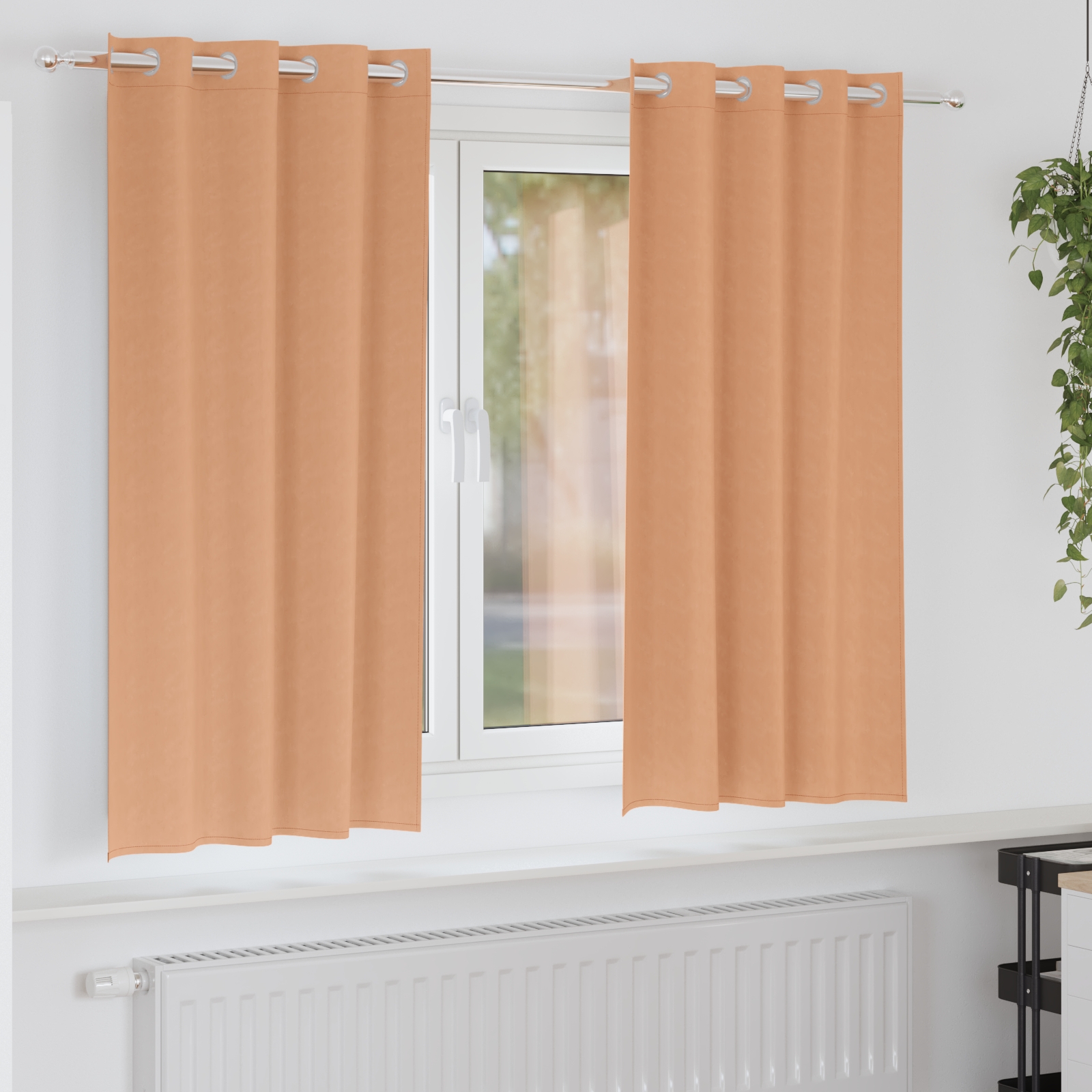 Vorhänge mit Vorhängen 2 pcs Hellbraun 175 x 140 cm Polyester