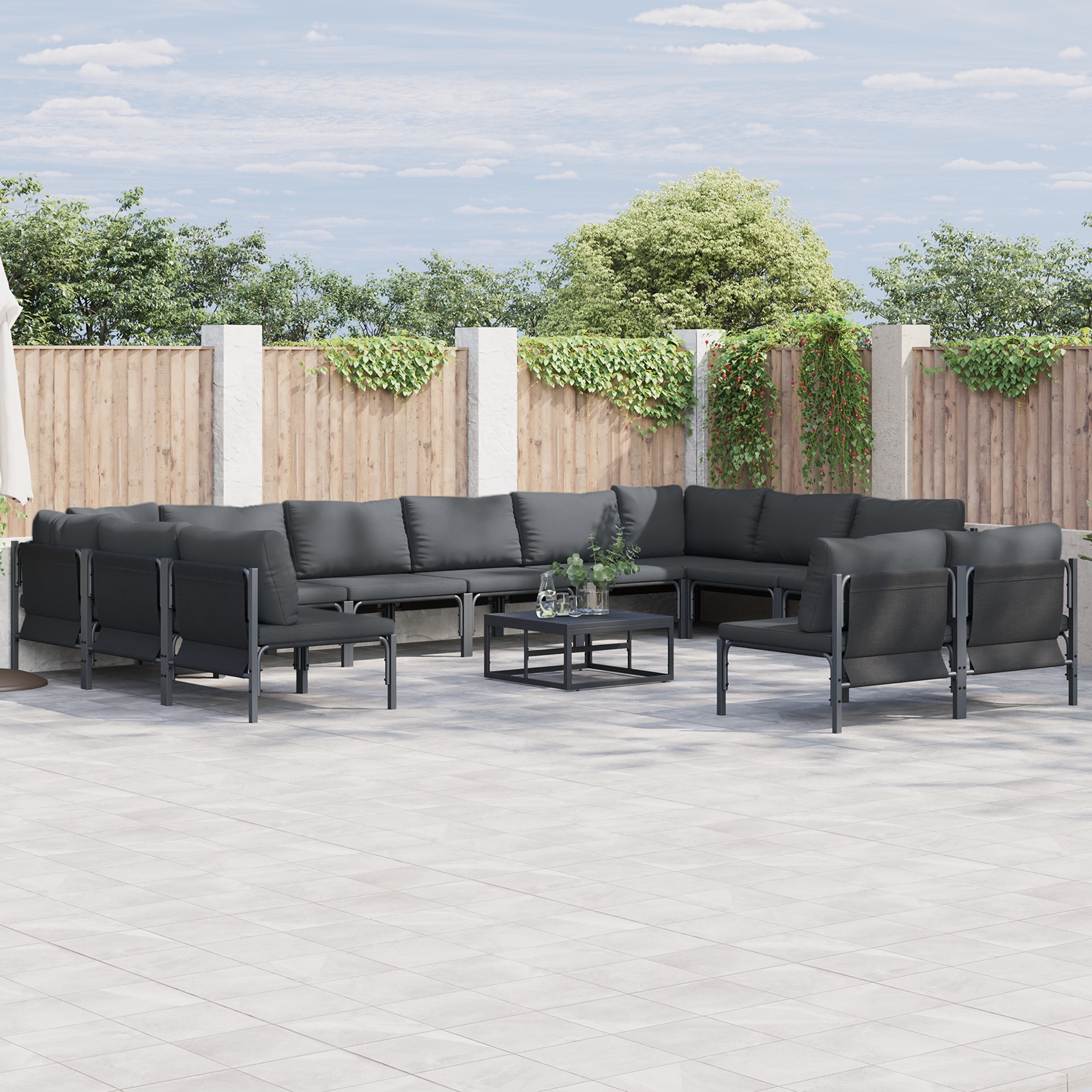 Garten-Sofa-Set 13 pcs Anthrazit Stahl