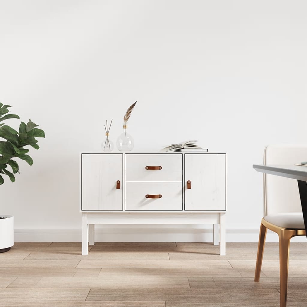 Sideboard Weiß 110x40x78 cm Massivholz Kiefer