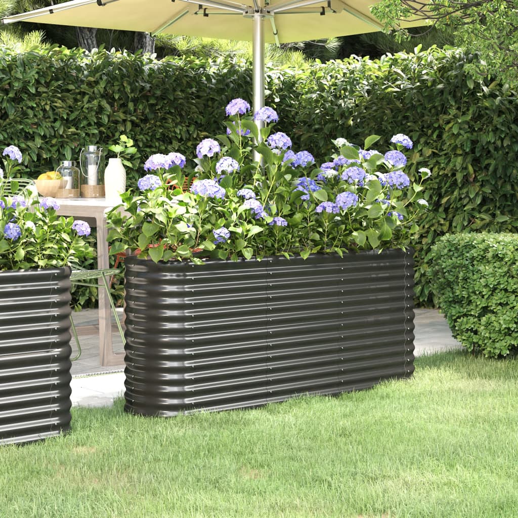 Hochbeet Pulverbeschichteter Stahl 152x40x68 cm Anthrazit Hochbeet Pulverbeschichteter Stahl 152x40x68 cm Anthrazit