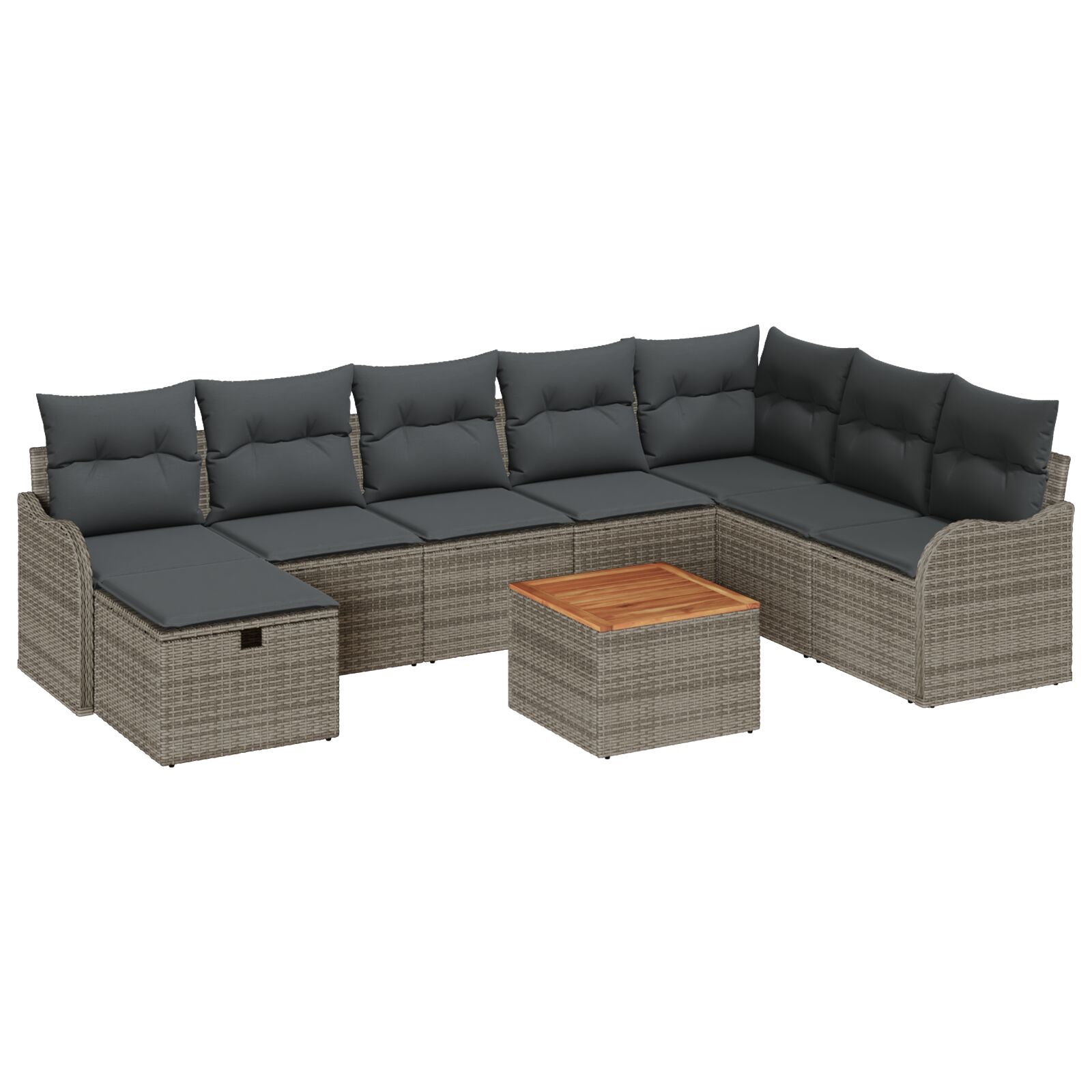 9-teiliges Garten Sofa Set mit Kissen Grau Poly Rattan, 2-Sitzer Garten Sofa mit Kissen Grau Poly Rattan 9-teiliges Garten Sofa Set mit Kissen Grau Poly Rattan, 2-Sitzer Garten Sofa mit Kissen Grau Poly Rattan