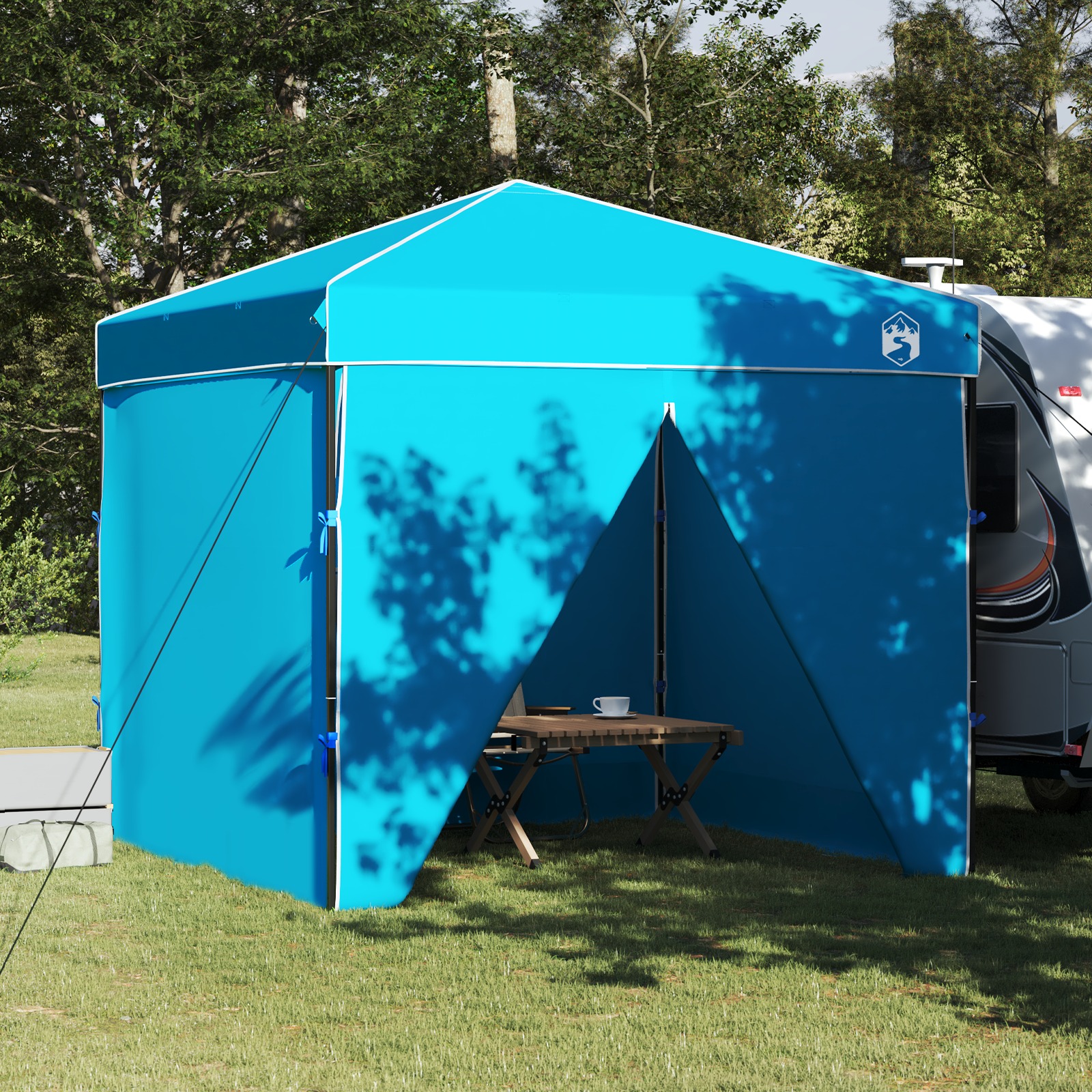 Pavillon-Zelt Blau 250 x 250 x 227 / 236 / 245 cm Oxford Stoff