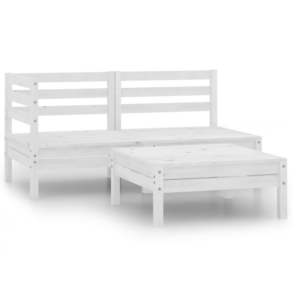 3-tlg. Garten-Lounge-Set Massivholz Kiefer Weiß 3-tlg. Garten-Lounge-Set Massivholz Kiefer Weiß