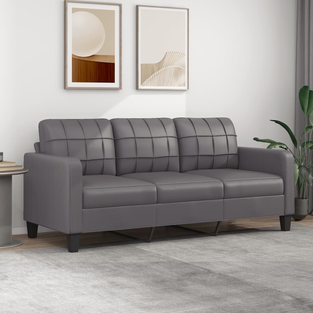 3-Sitzer-Sofa Grau 180 cm Kunstleder 3-Sitzer-Sofa Grau 180 cm Kunstleder