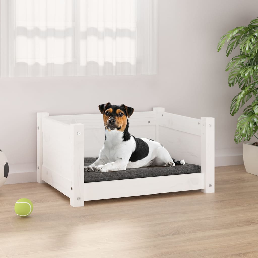 Hundebett Weiß 55,5x45,5x28 cm Massivholz Kiefer Hundebett Weiß 55,5x45,5x28 cm Massivholz Kiefer