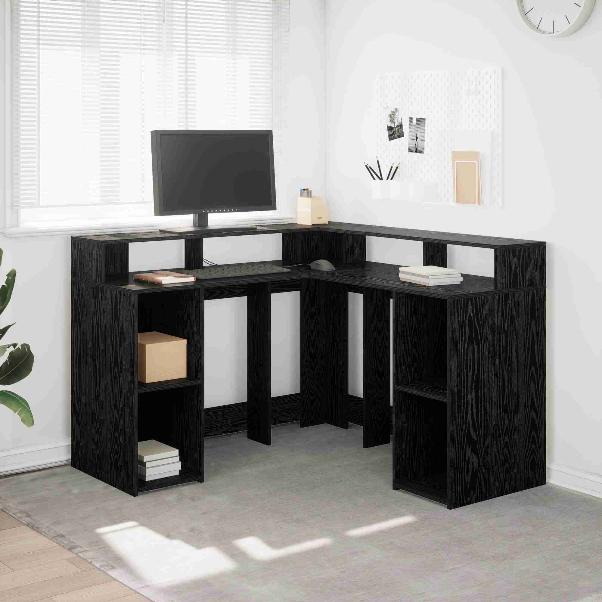 Schreibtisch Schwarz-Eiche 130x130x91 cm Holzwerkstoff