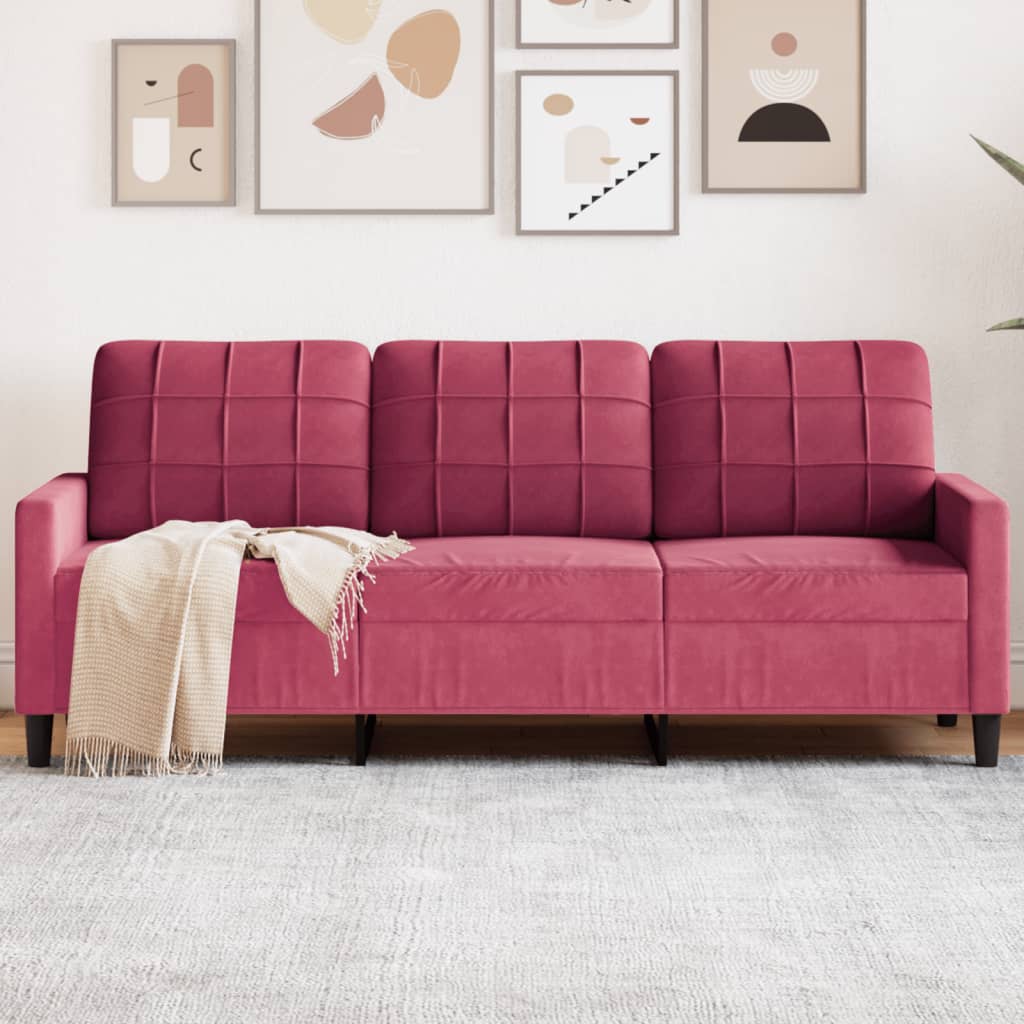 3-Sitzer-Sofa Weinrot 180 cm Samt 3-Sitzer-Sofa Weinrot 180 cm Samt
