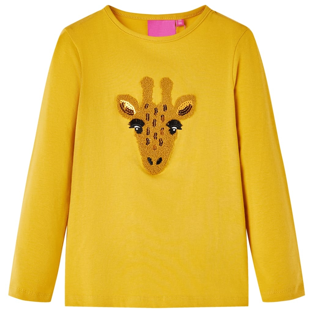 Kinder-Langarmshirt Dunkles Ocker 128