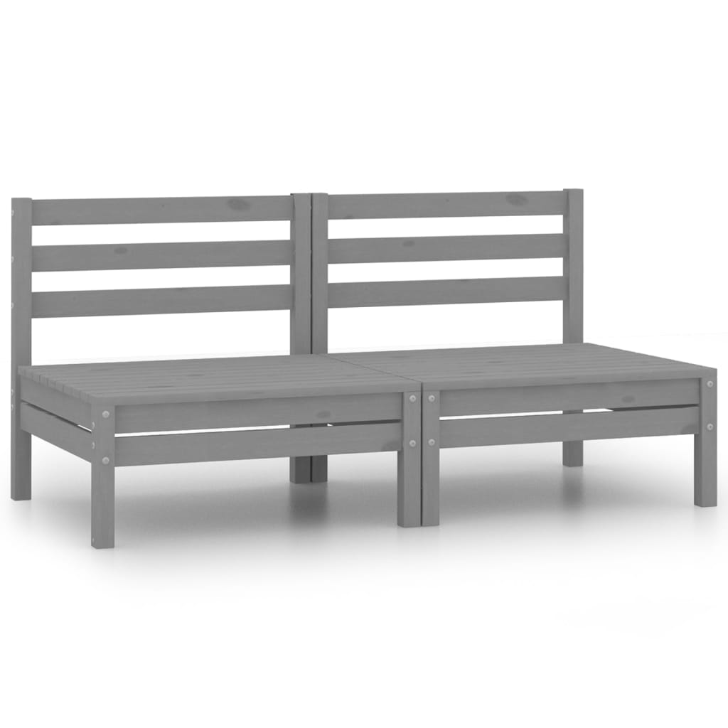 Garten-Mittelsofas 2 Stk. Grau Kiefer Massivholz Garten-Mittelsofas 2 Stk. Grau Kiefer Massivholz