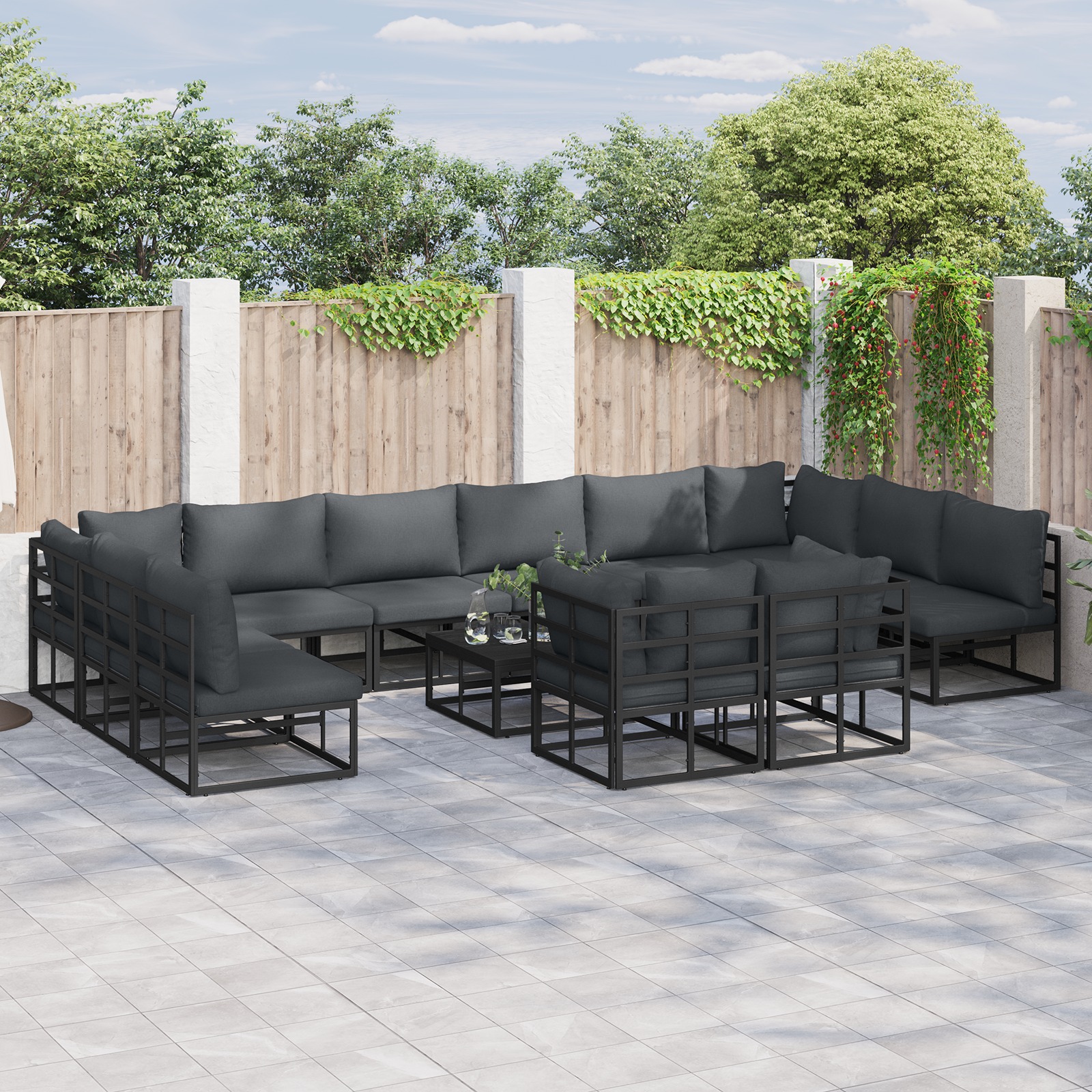 Garten-Sofa-Set 13 pcs Schwarz 70 x 70 x 32 cm Aluminium Garten-Sofa-Set 13 pcs Schwarz 70 x 70 x 32 cm Aluminium