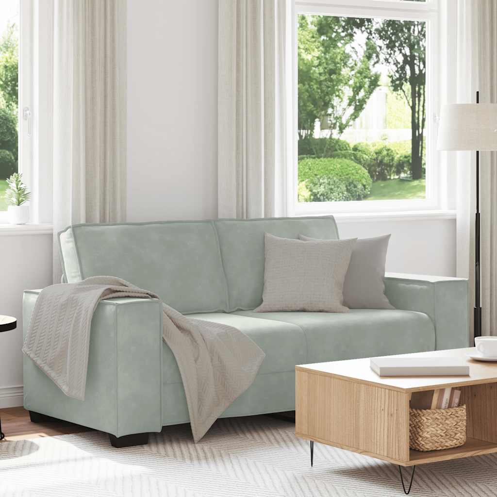 2-Sitzer-Sofa Hellgrau 140 cm Samt 2-Sitzer-Sofa Hellgrau 140 cm Samt