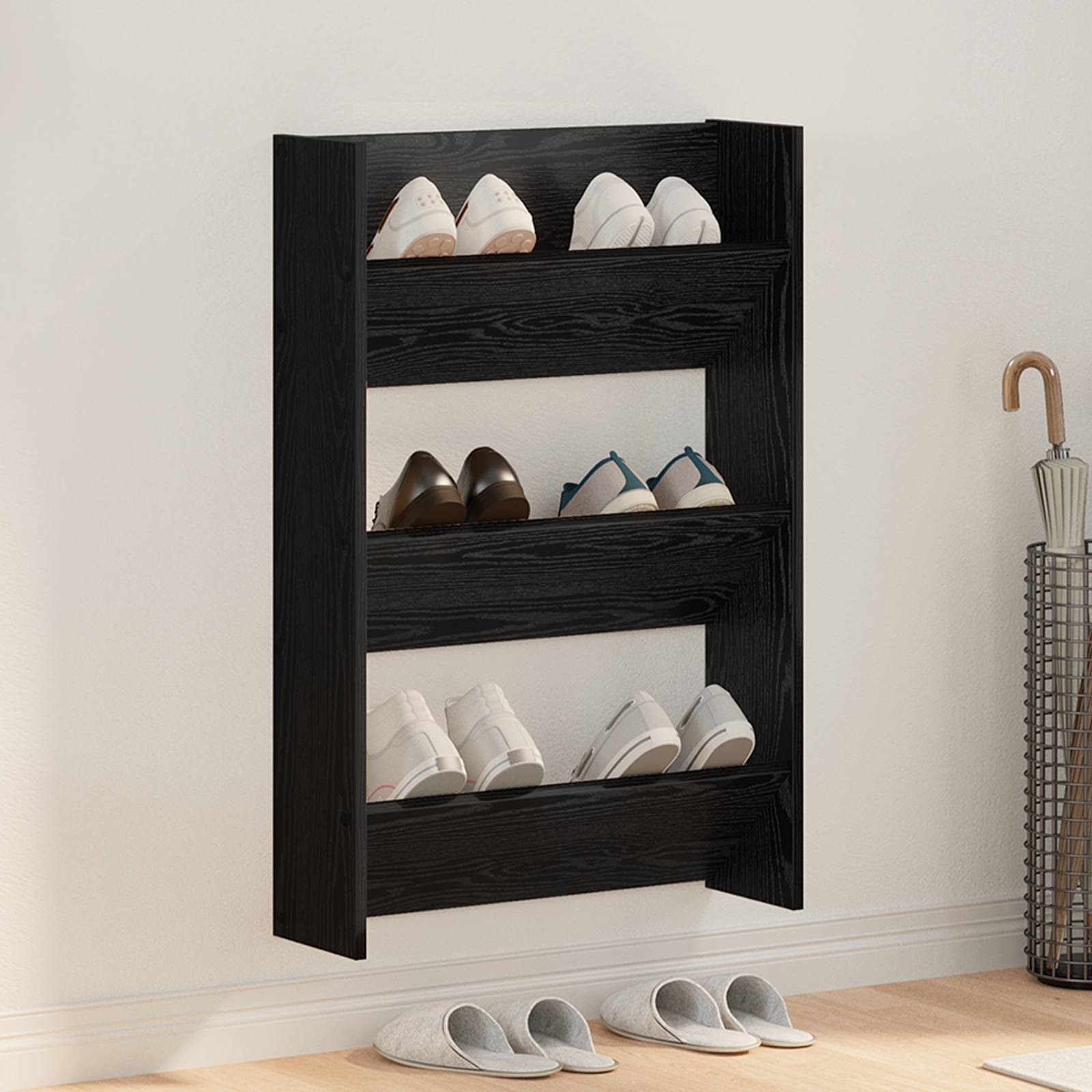 Wandschuhschränke Schwarze Eiche 60 x 18 x 60 cm Holzwerkstoff