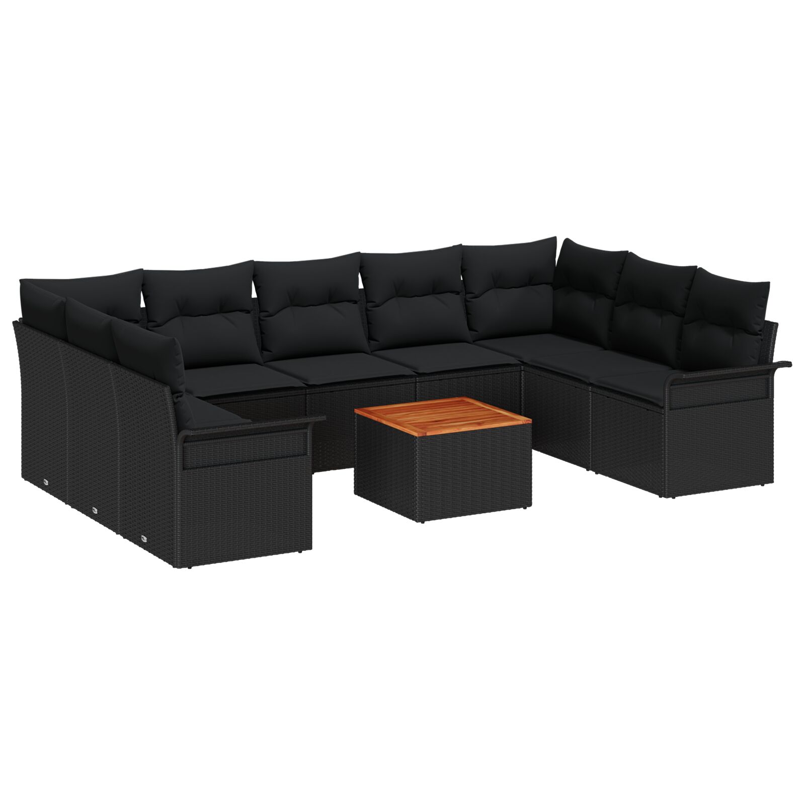 10-teiliges Garten-Sofa-Set mit Kissen Schwarz Poly-Rattan Akazie, 2-Sitzer Garten-Sofa mit Stauraum & Kissen Schwarz Poly-Rattan 10-teiliges Garten-Sofa-Set mit Kissen Schwarz Poly-Rattan Akazie, 2-Sitzer Garten-Sofa mit Stauraum & Kissen Schwarz Poly-Rattan