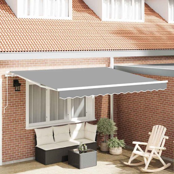 Markise Manuell Weiß 3,5 x 2,5 m Metall
