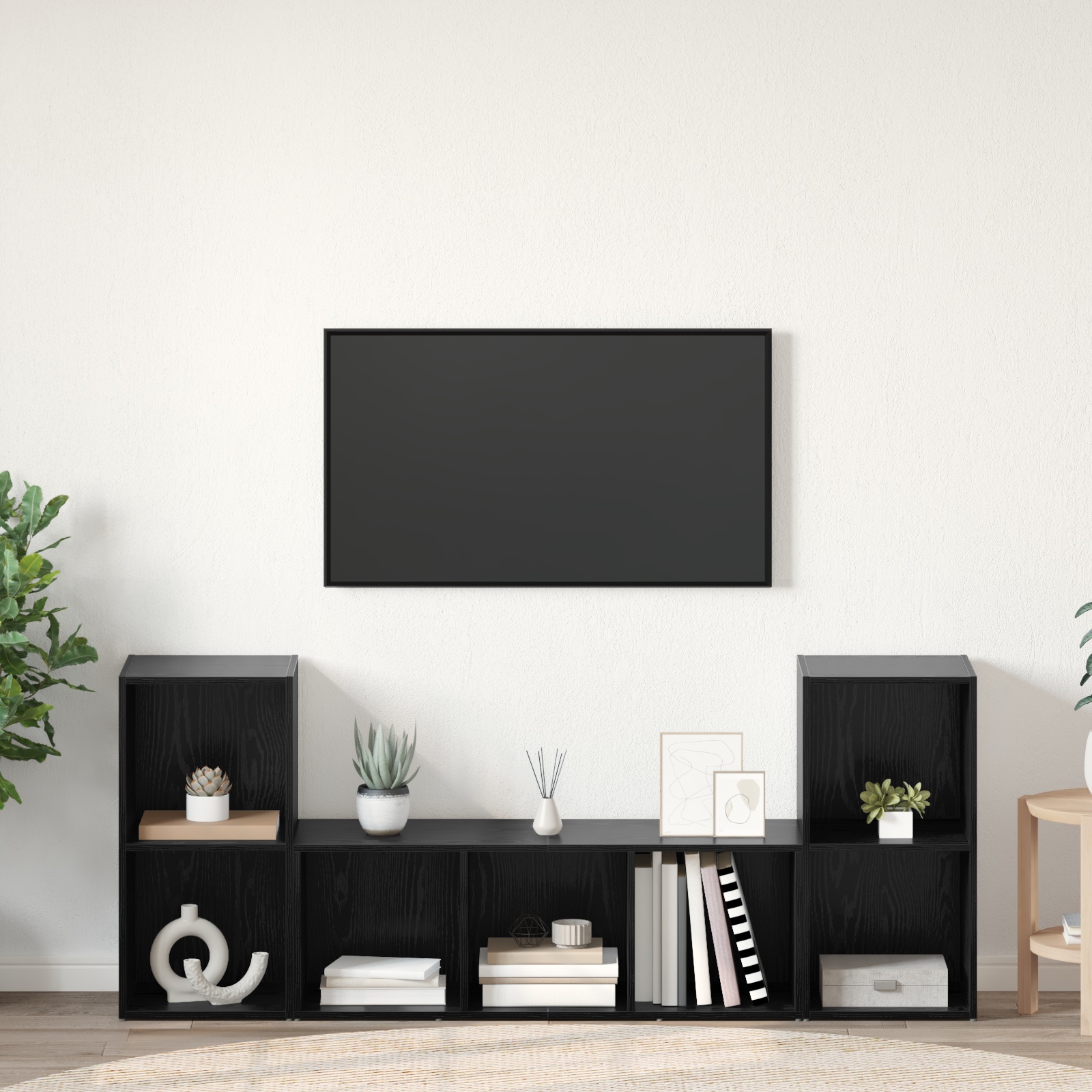 TV-Schrank Set 3 pcs Schwarz 107 x 35 x 37 cm Holzwerkstoff