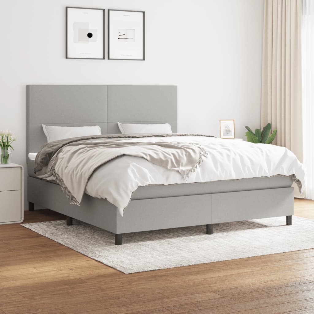 Boxspringbett mit Matratze Hellgrau 160x200 cm Stoff