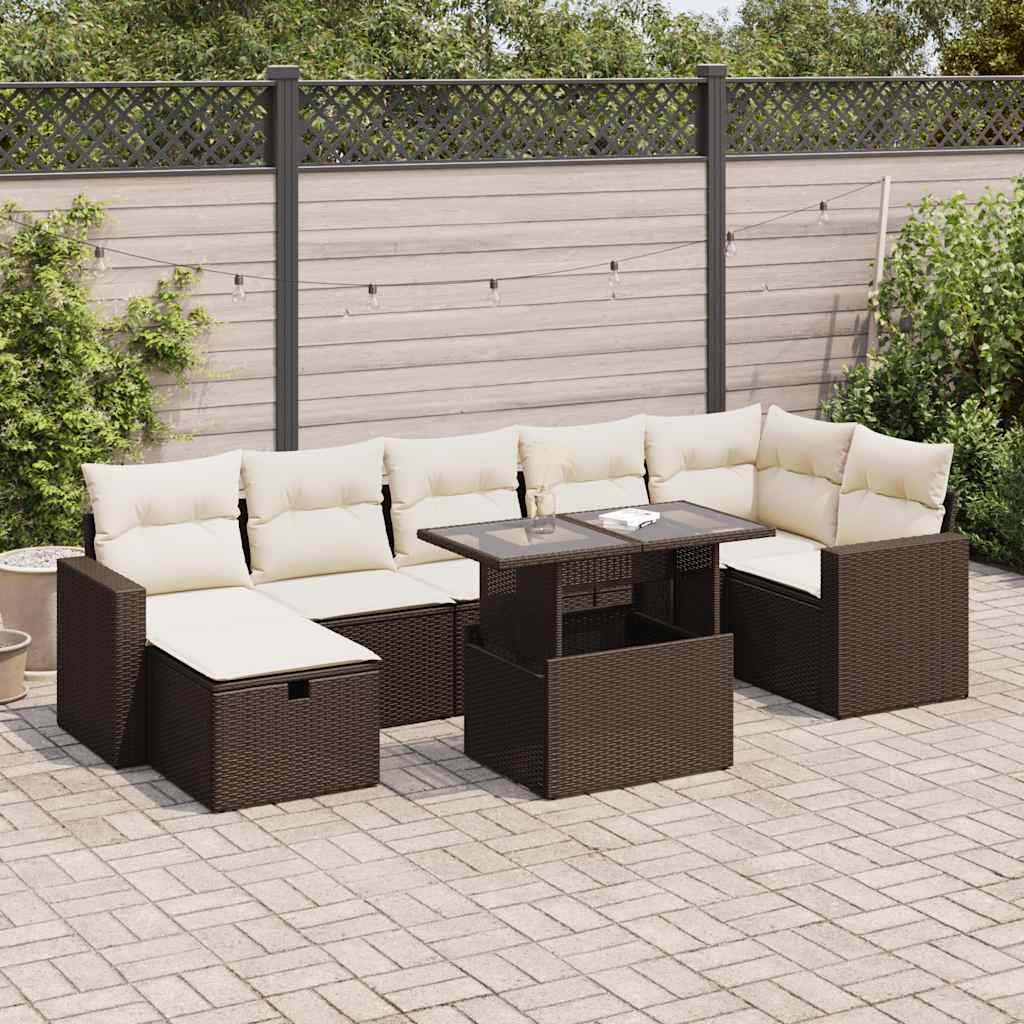 8-tlg. Garten-Sofagarnitur mit Kissen Braun Poly Rattan 8-tlg. Garten-Sofagarnitur mit Kissen Braun Poly Rattan