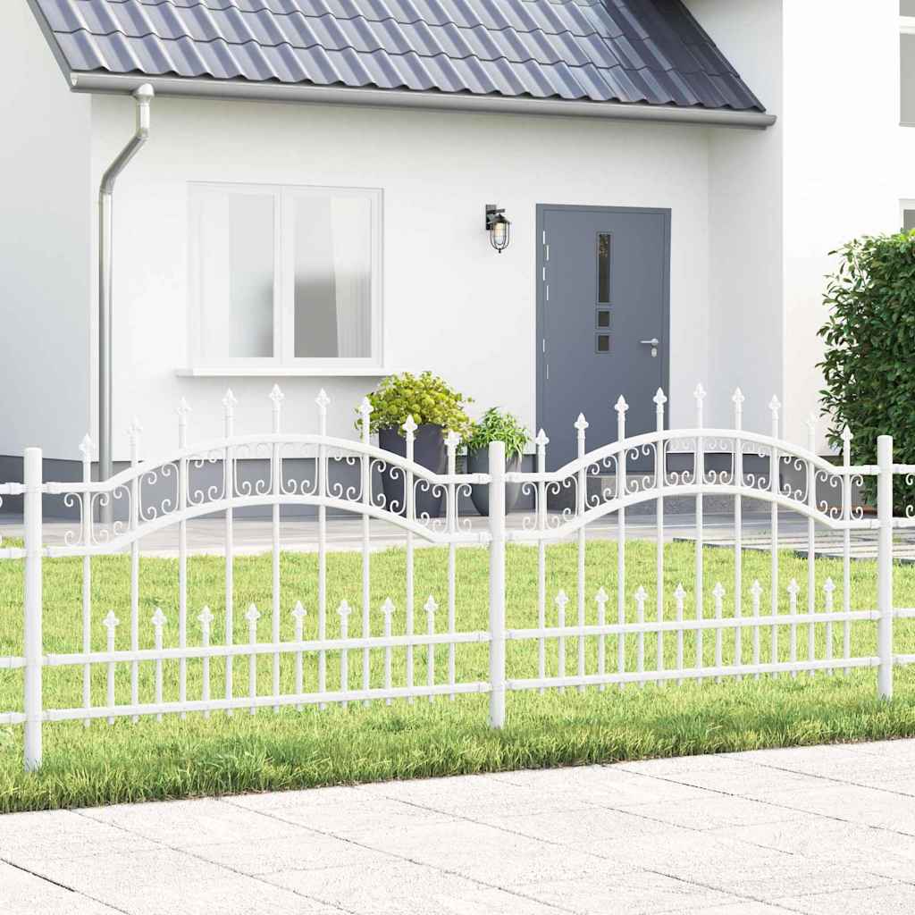 Gartenzaun Weiß 115 cm Pulverbeschichteter Stahl Gartenzaun Weiß 115 cm Pulverbeschichteter Stahl