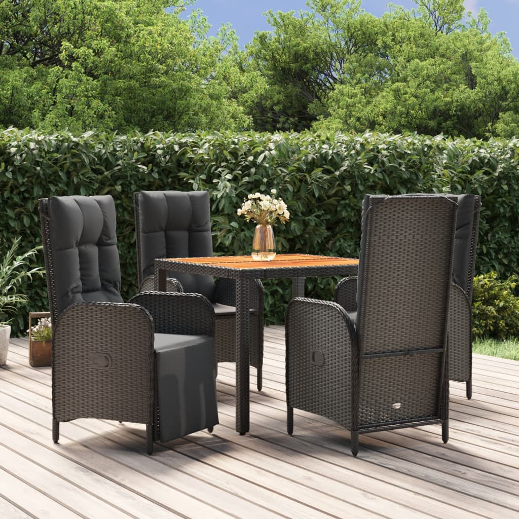 5-tlg. Garten-Essgruppe mit Kissen Schwarz Poly Rattan 5-tlg. Garten-Essgruppe mit Kissen Schwarz Poly Rattan