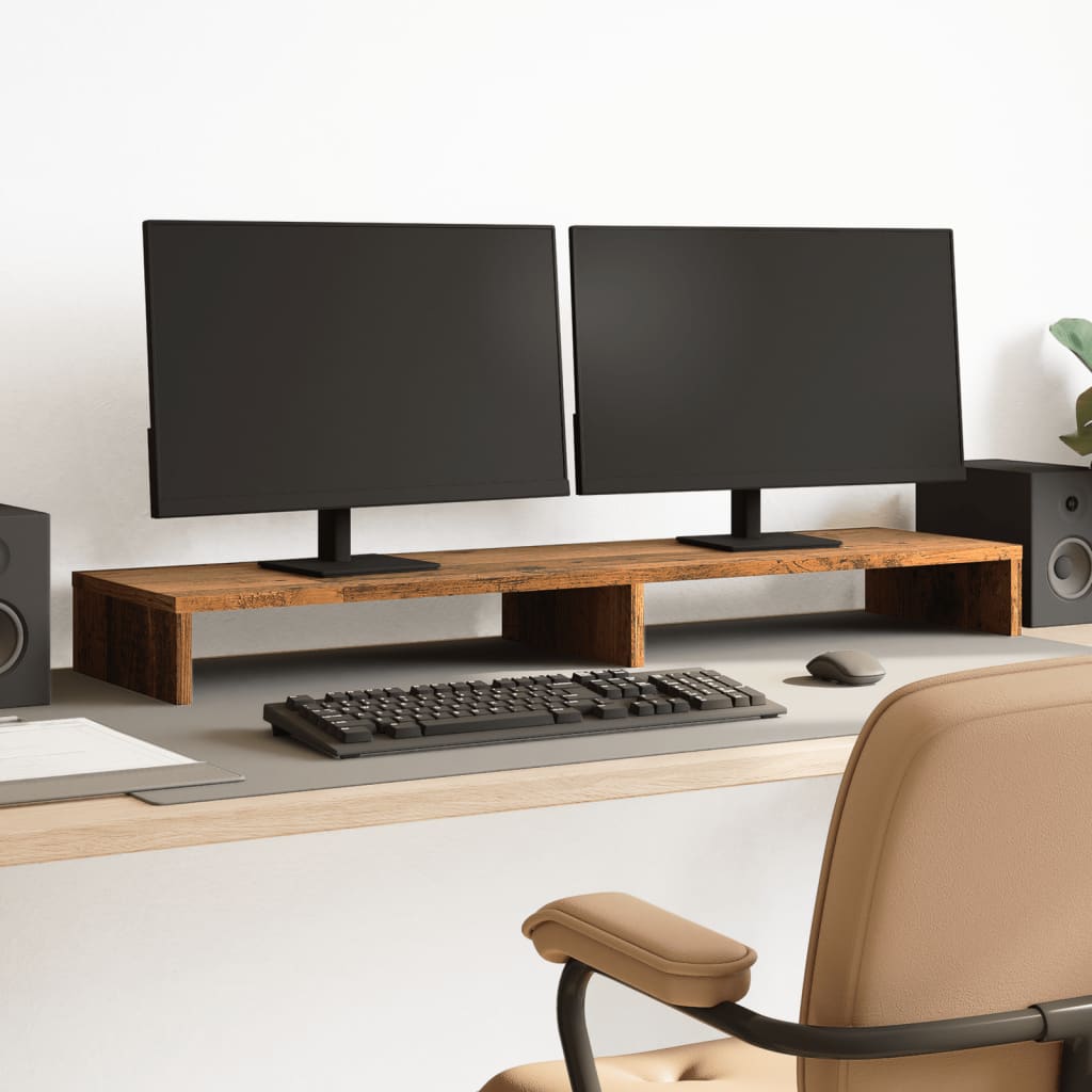 Monitorständer Altholz-Optik 100x27x10 cm Holzwerkstoff Monitorständer Altholz-Optik 100x27x10 cm Holzwerkstoff